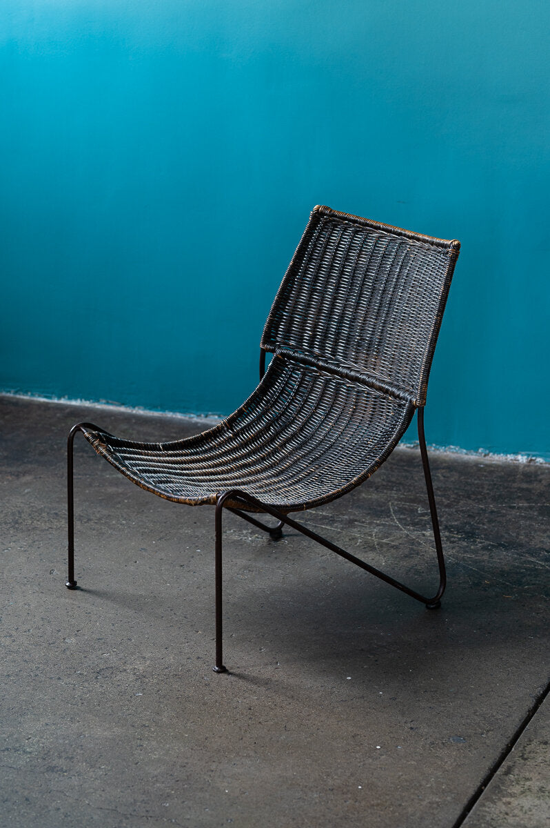 Brown Wicker + Metal Chair