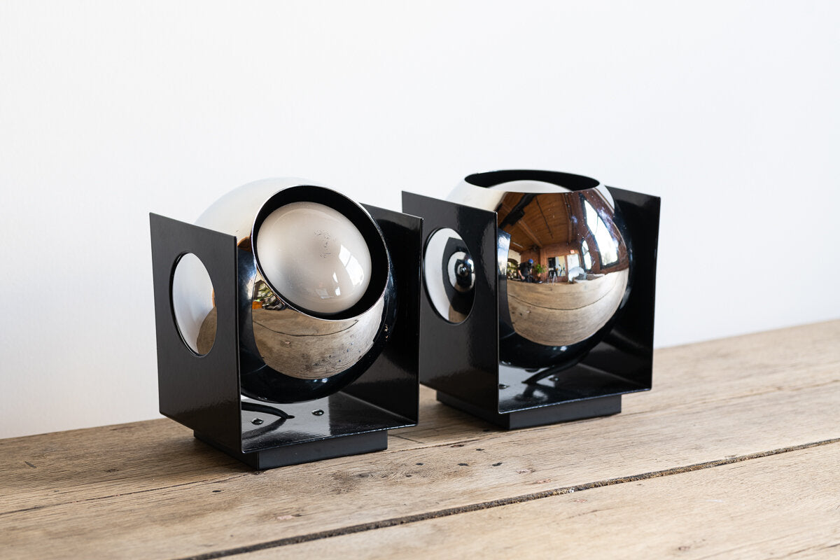 Mid-Century Chrome Eyeball Lamps