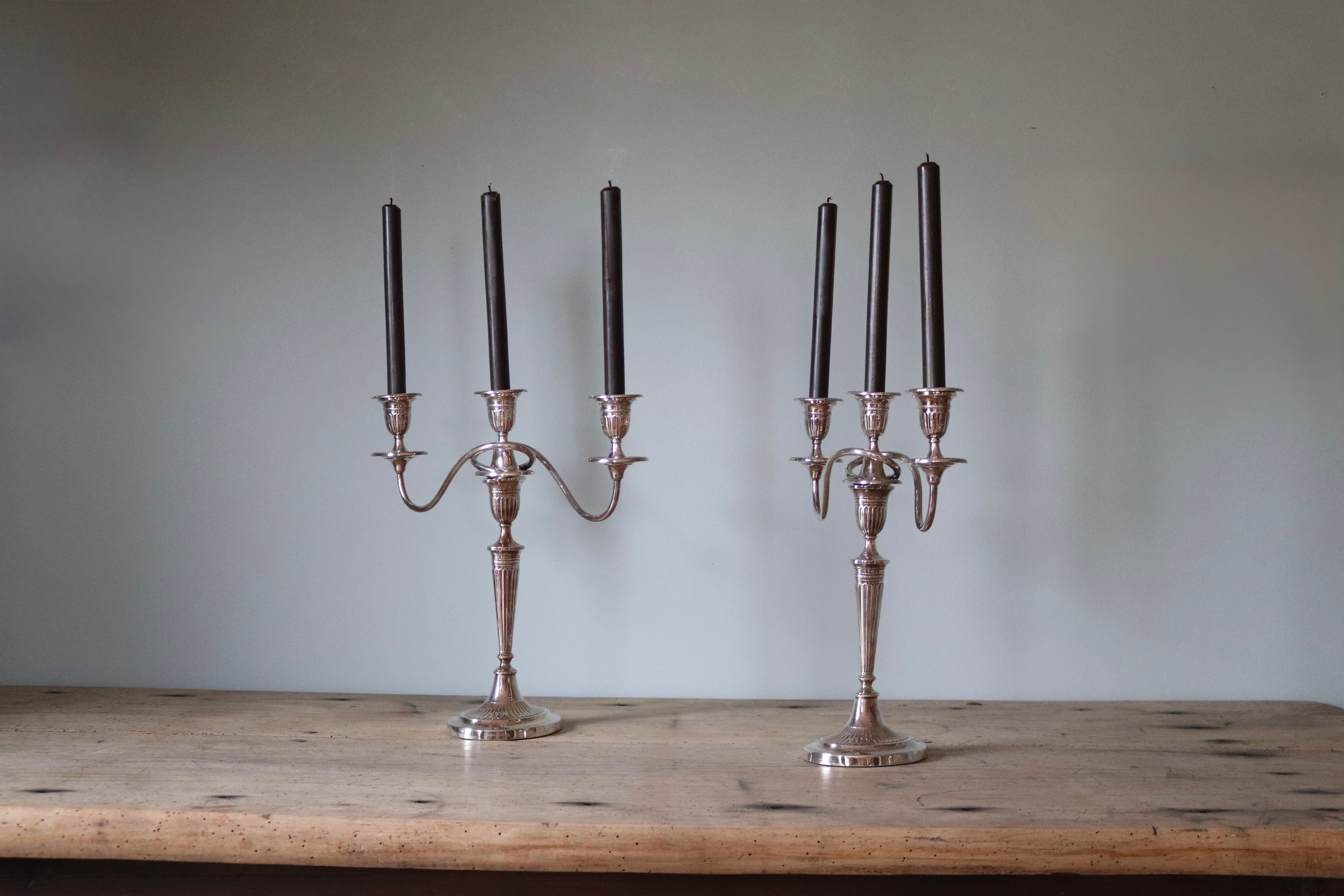 Pair Antique Sheffield Silver Plate Candelabras
