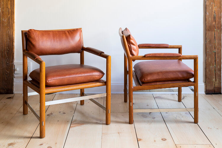 Pair of Ed Wormley for Dunbar Leather Chairs