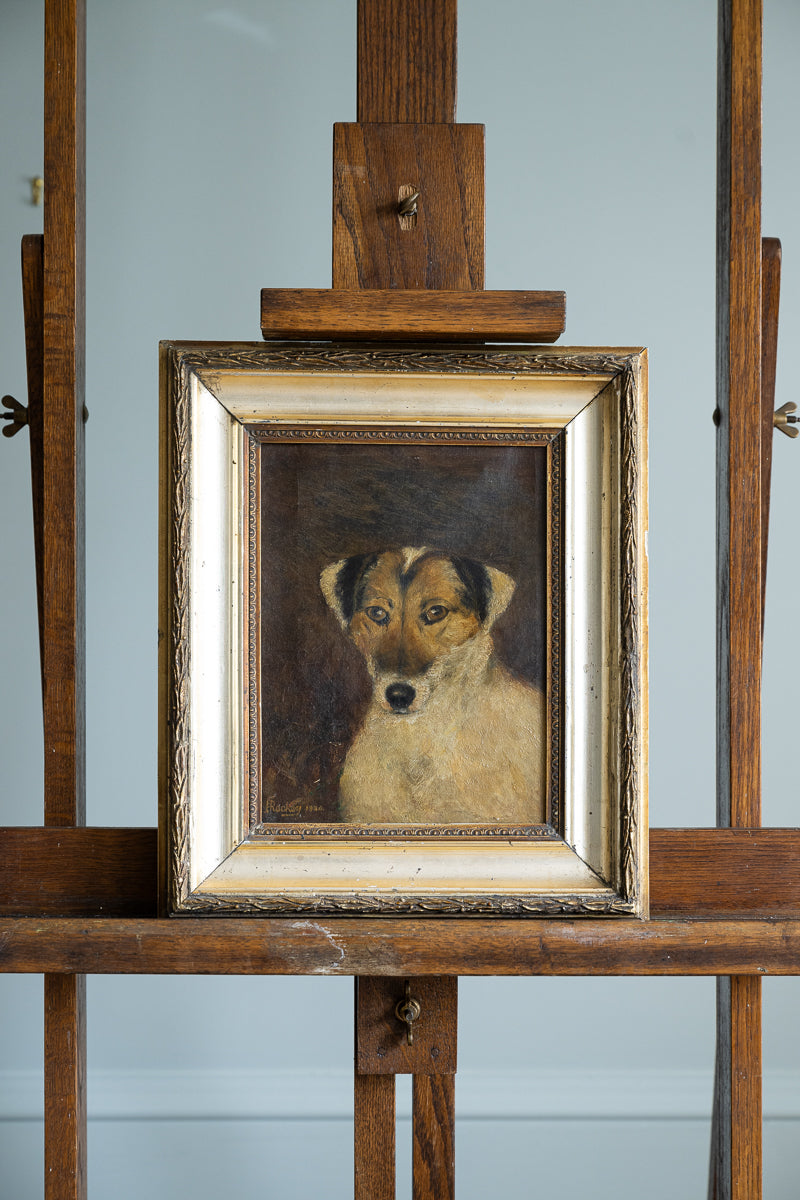 Antique Dog Oil Painting