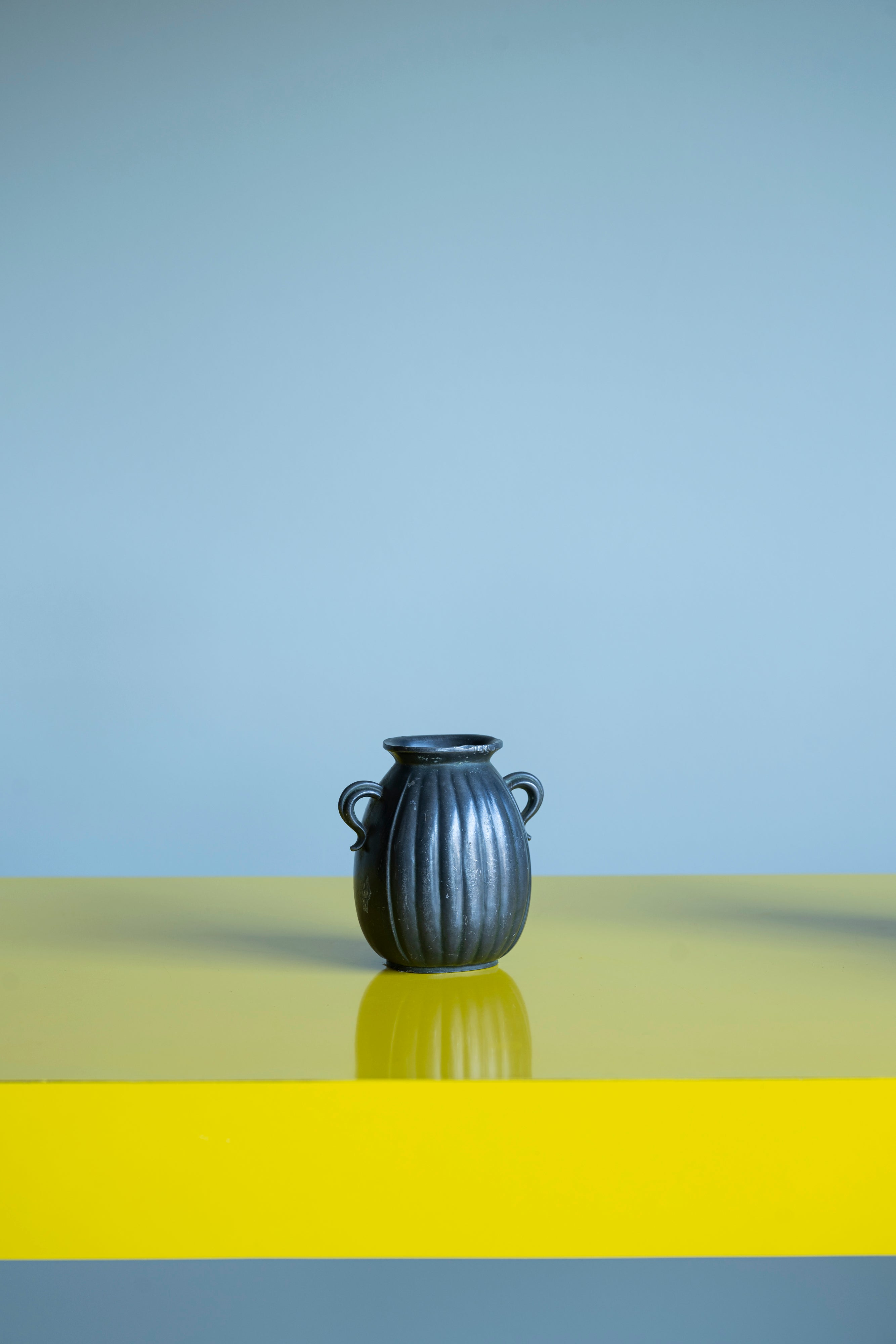 Just Andersen Fluted Metal Vase with Handles
