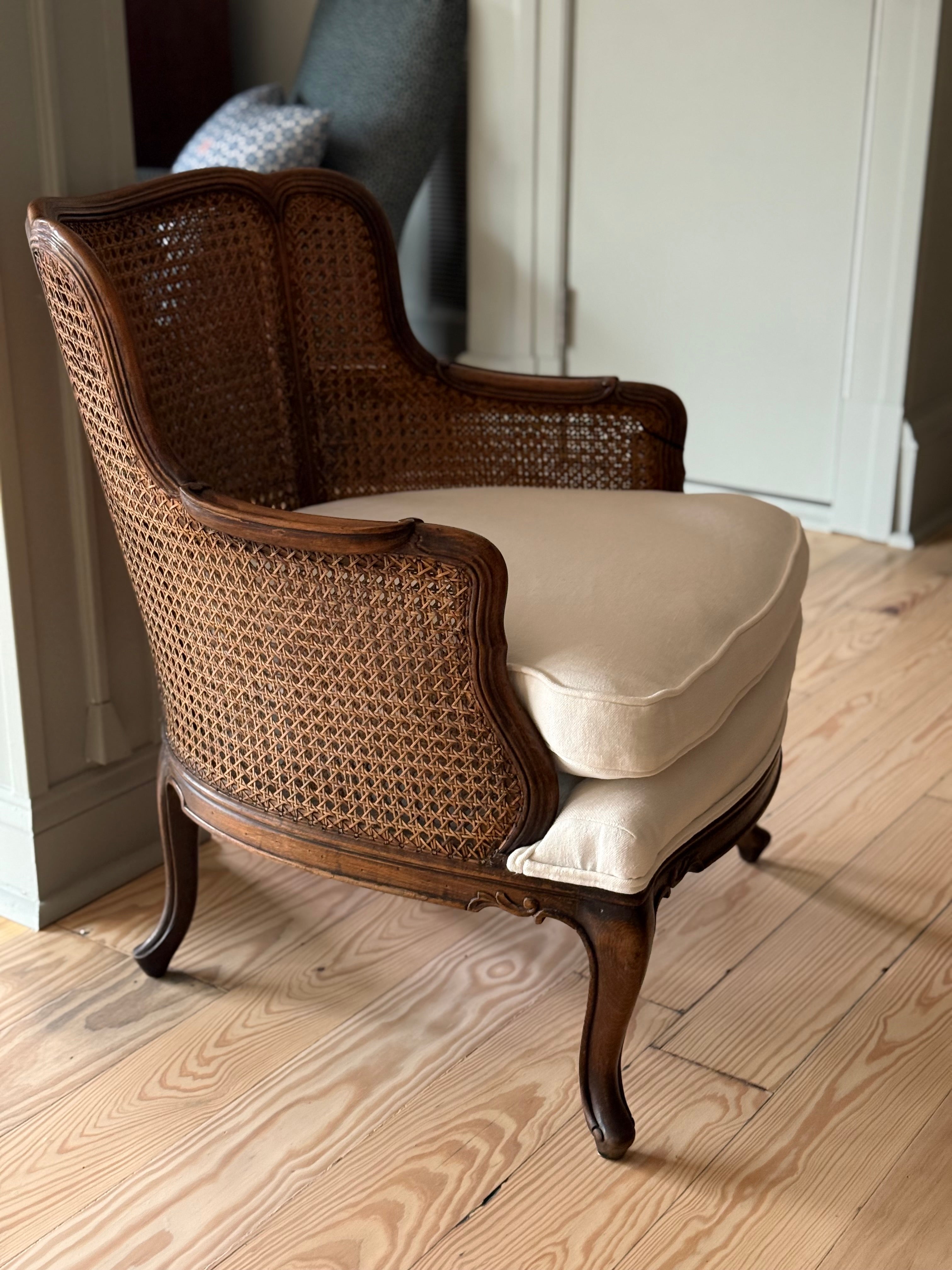 Antique French Cane Barrel Chair