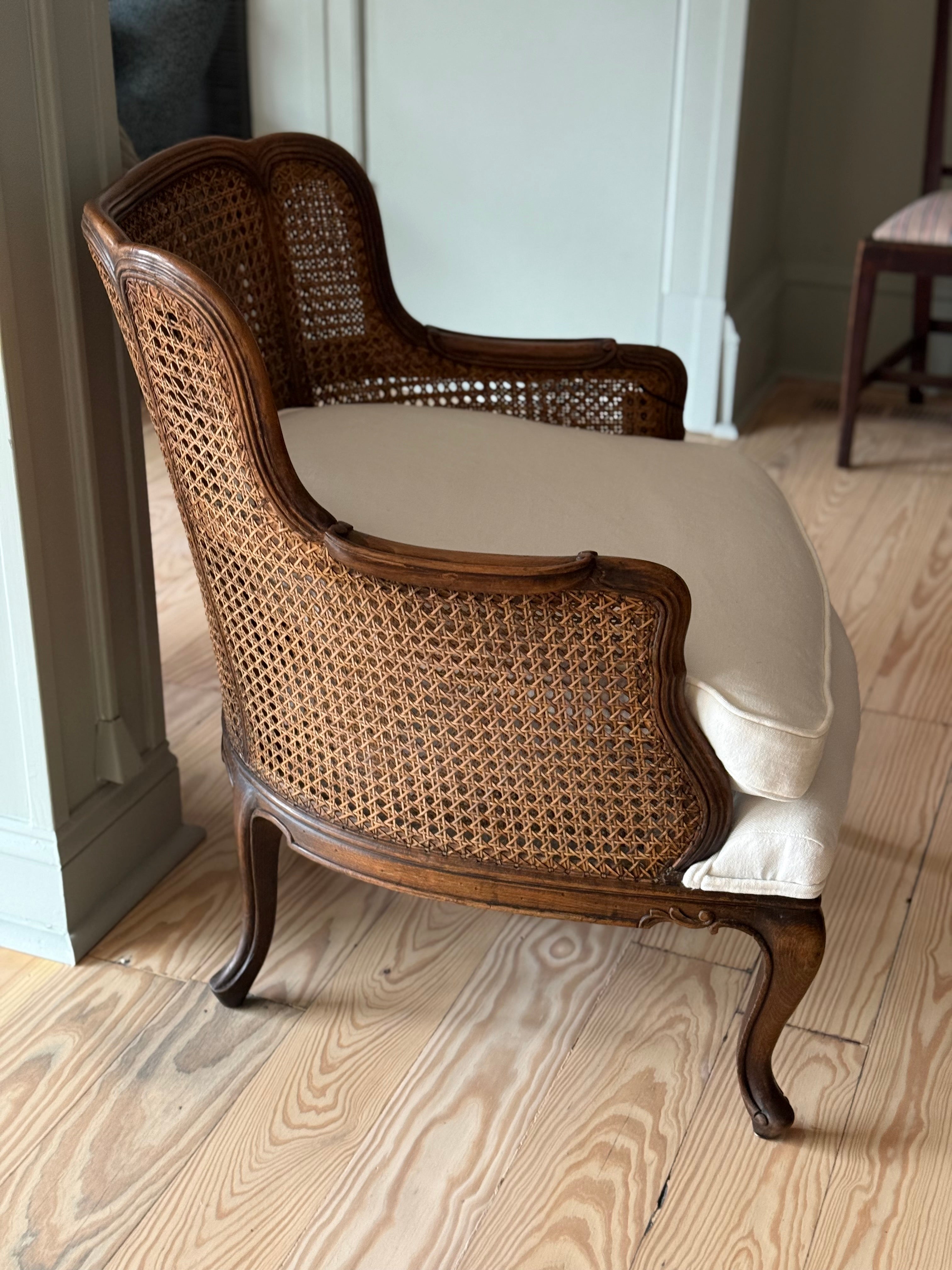 Antique French Cane Barrel Chair