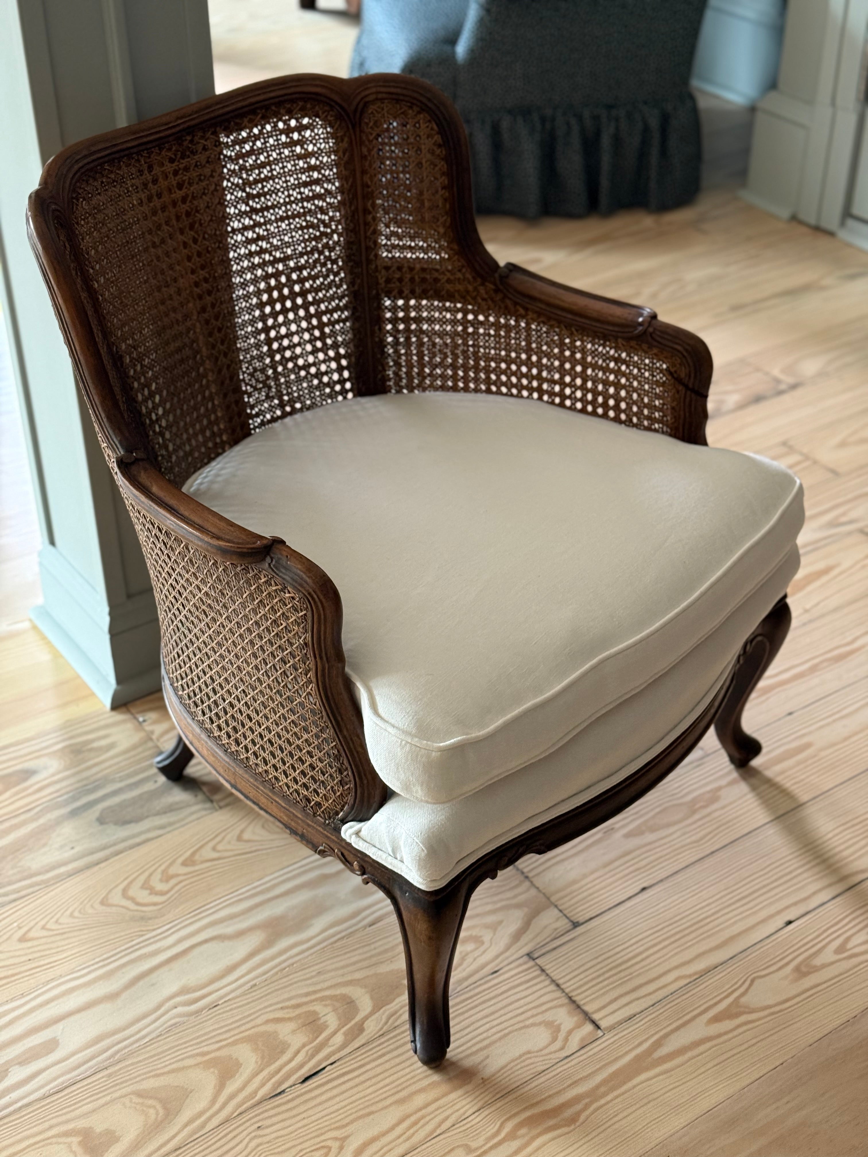 Antique French Cane Barrel Chair