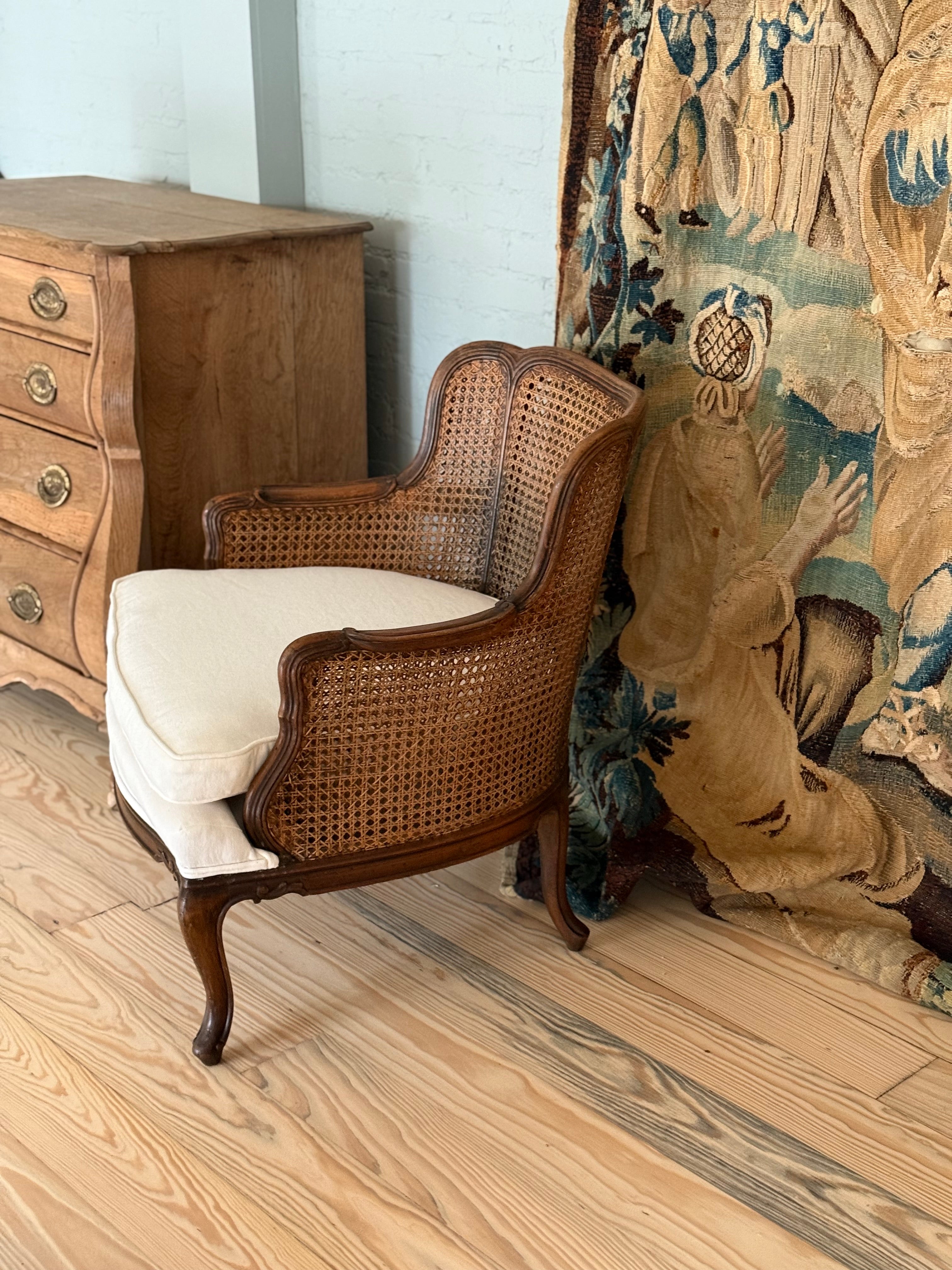 Antique French Cane Barrel Chair