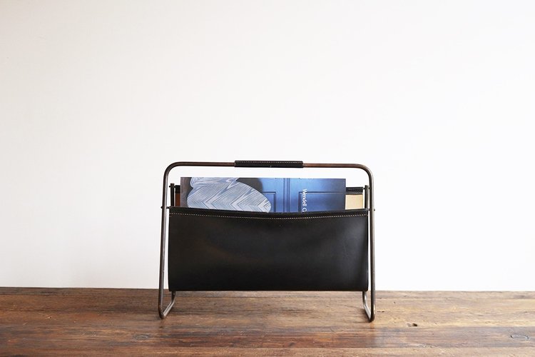 Magazine Holder Rare Carl Aubock Brass & Leather