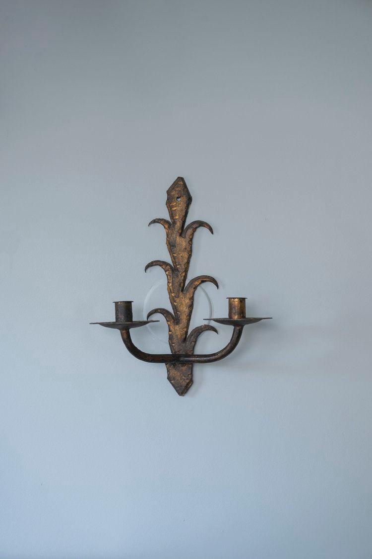 Pair Gilt Iron Candle Sconces