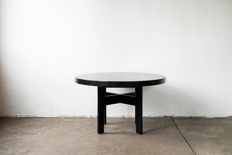Table Round Oak Ebonized