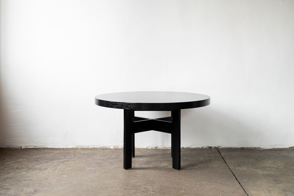 Ebonized Round Oak Table