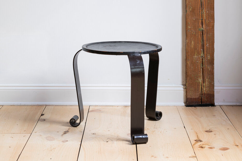 French Leather and Metal Stool