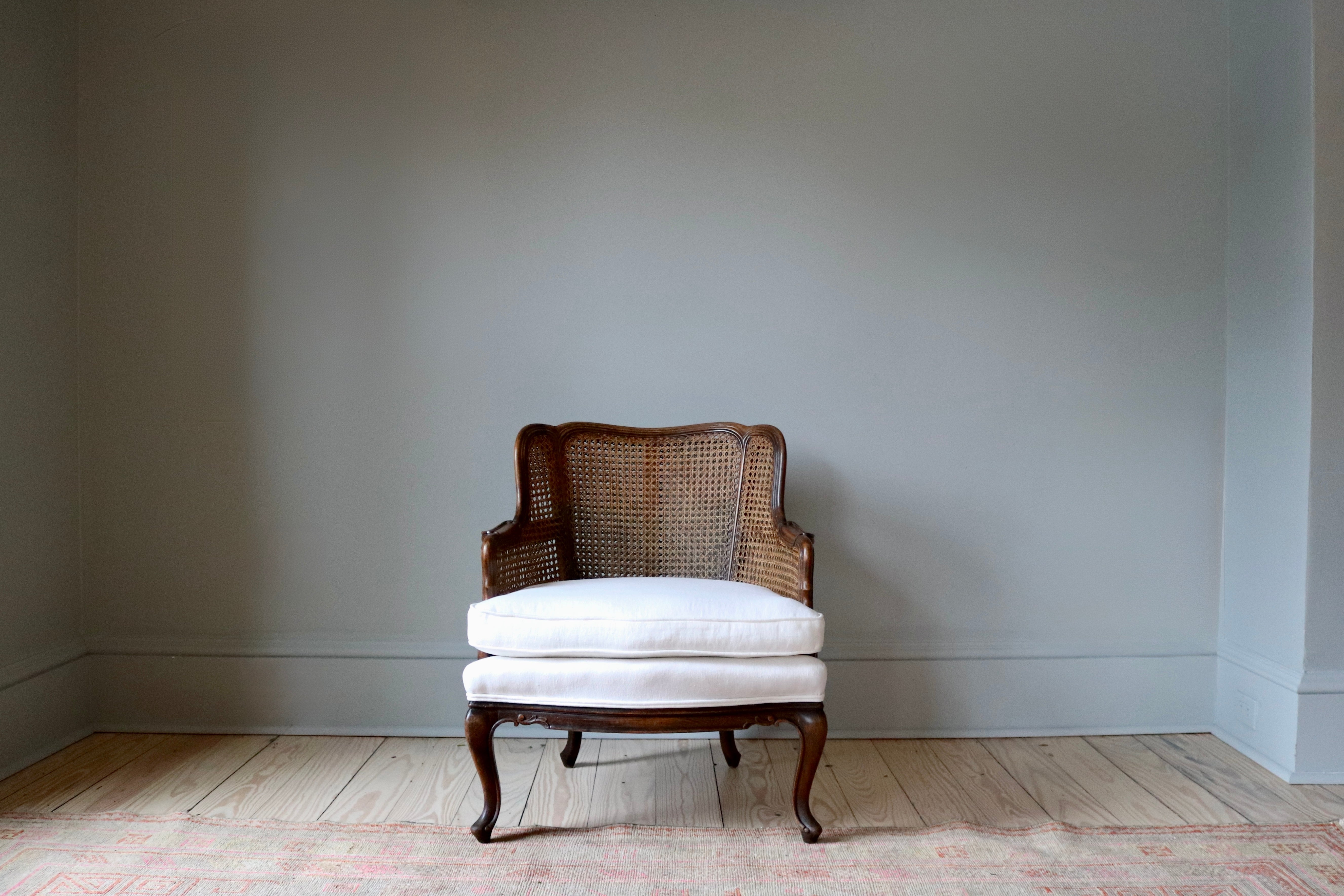 Antique French Cane Barrel Chair