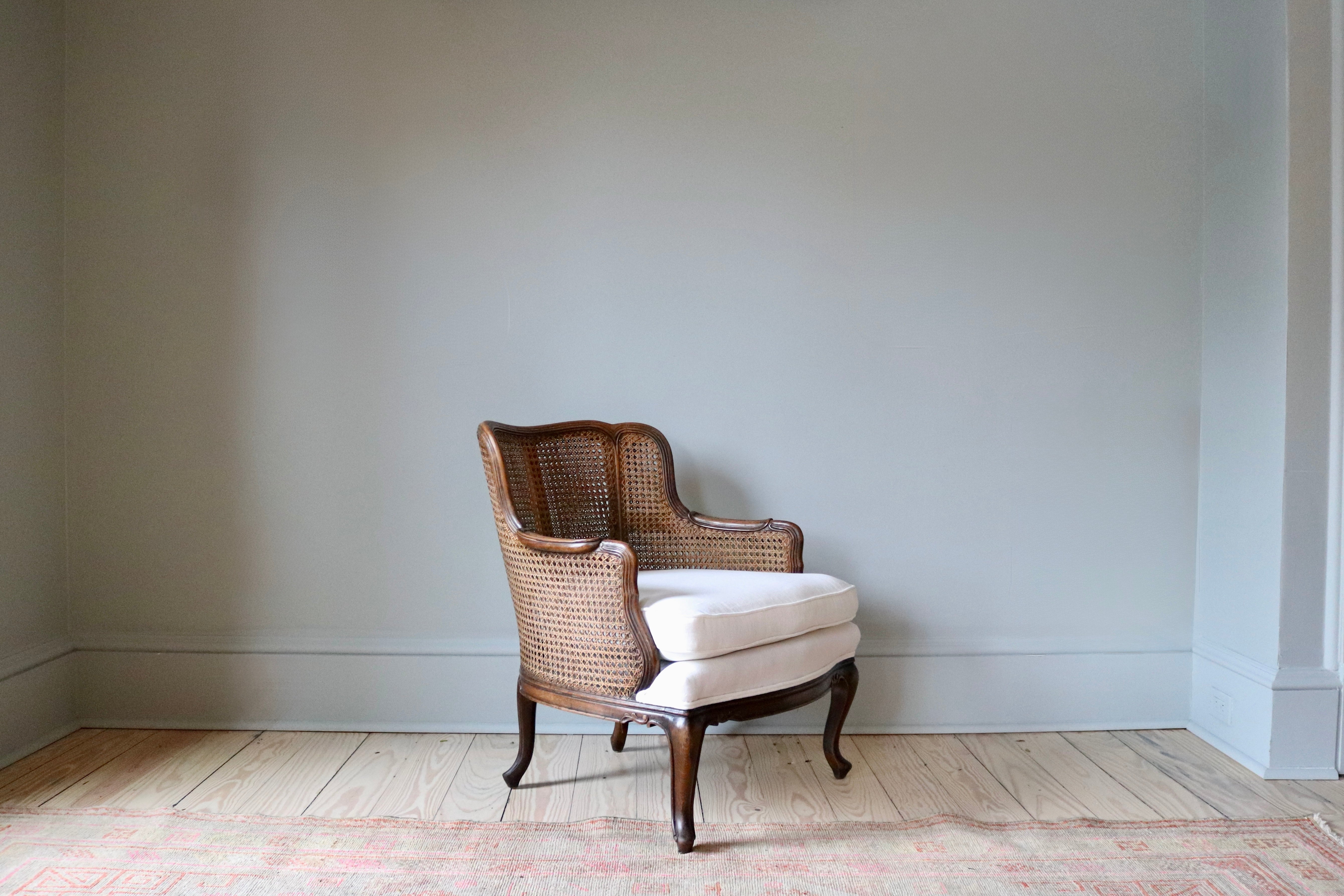 Antique French Cane Barrel Chair