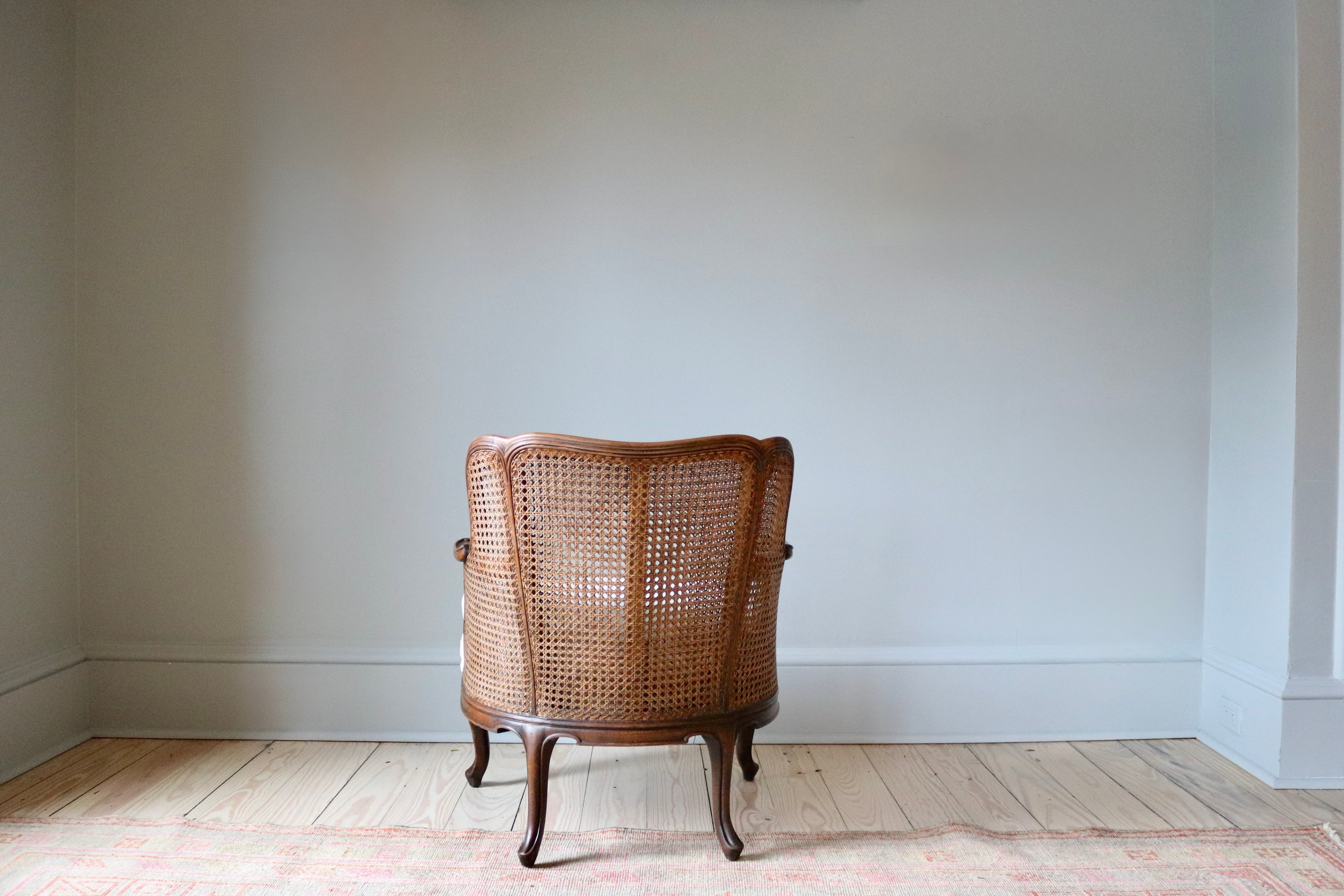 Antique French Cane Barrel Chair