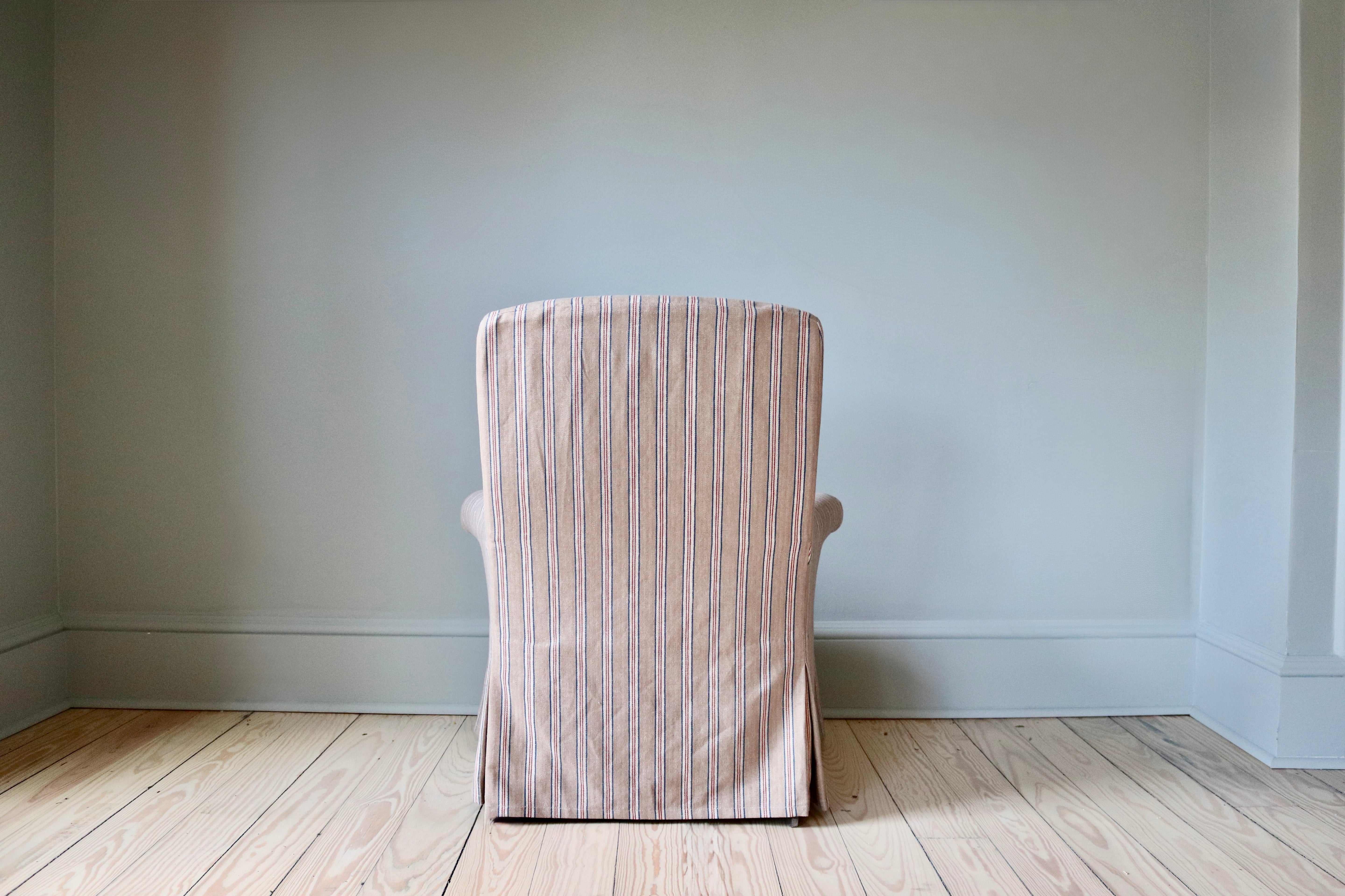 Antique Ticking Stripe Slipcover Chair