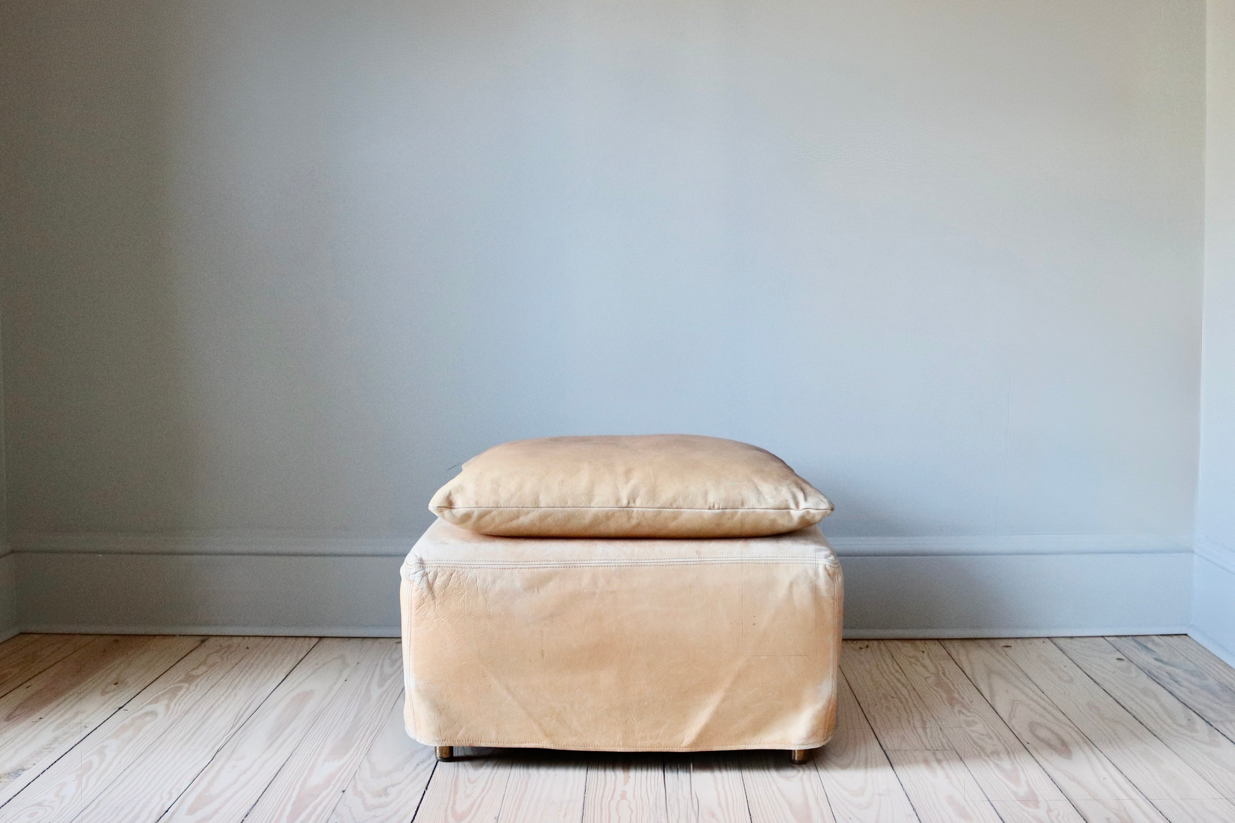 Mid Century Italian Leather Ottoman