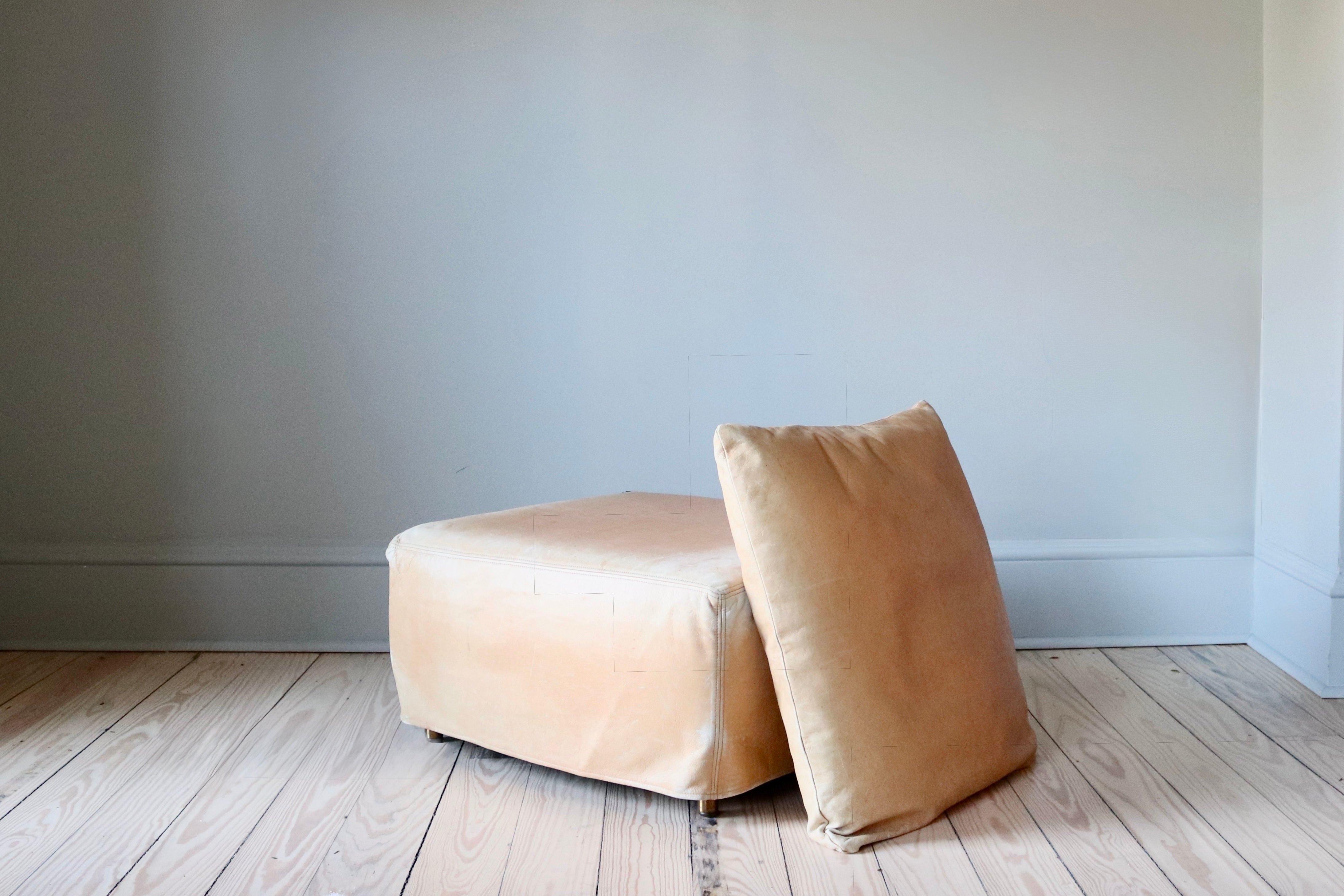 Mid Century Italian Leather Ottoman