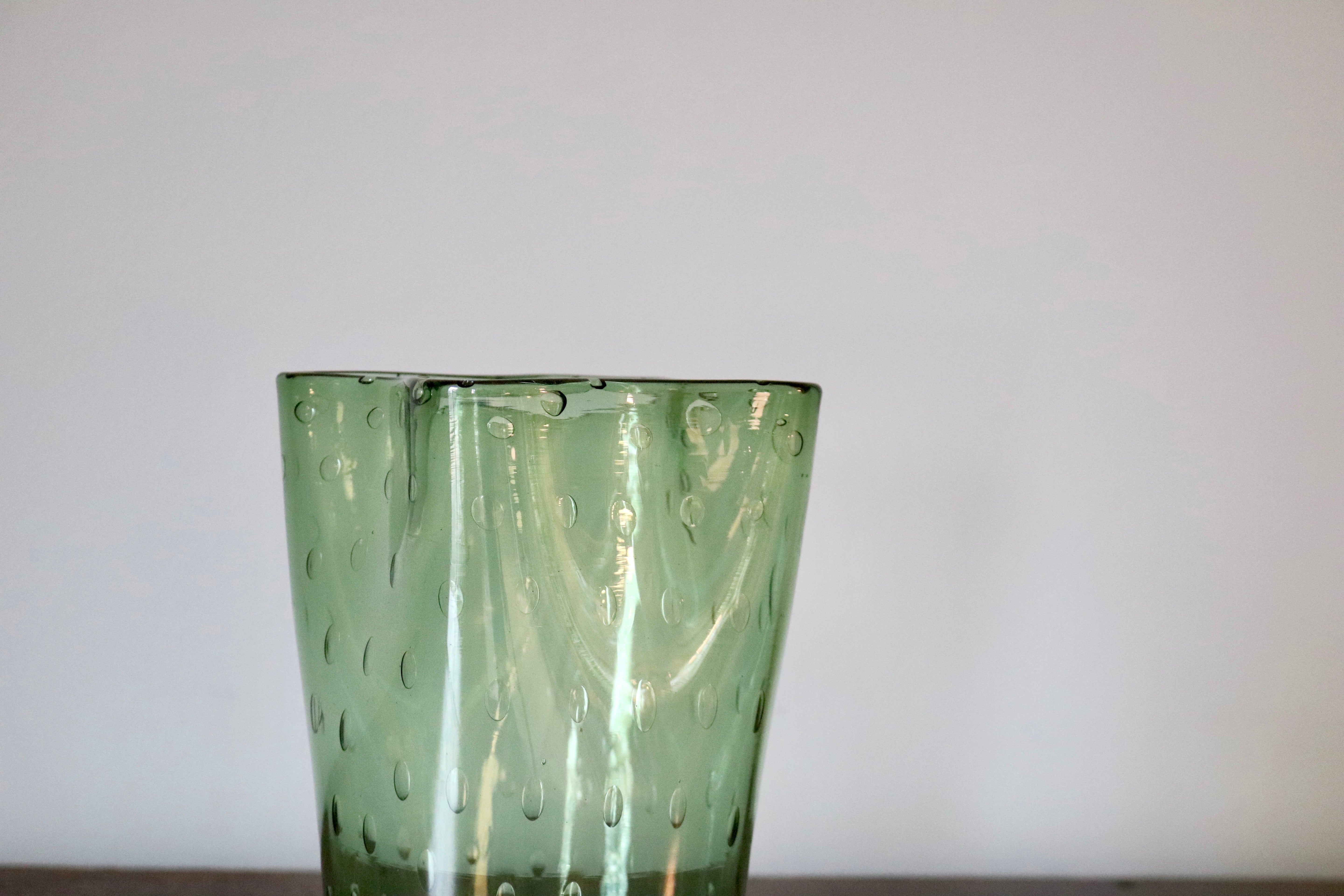 Vintage Green Bubble Vase
