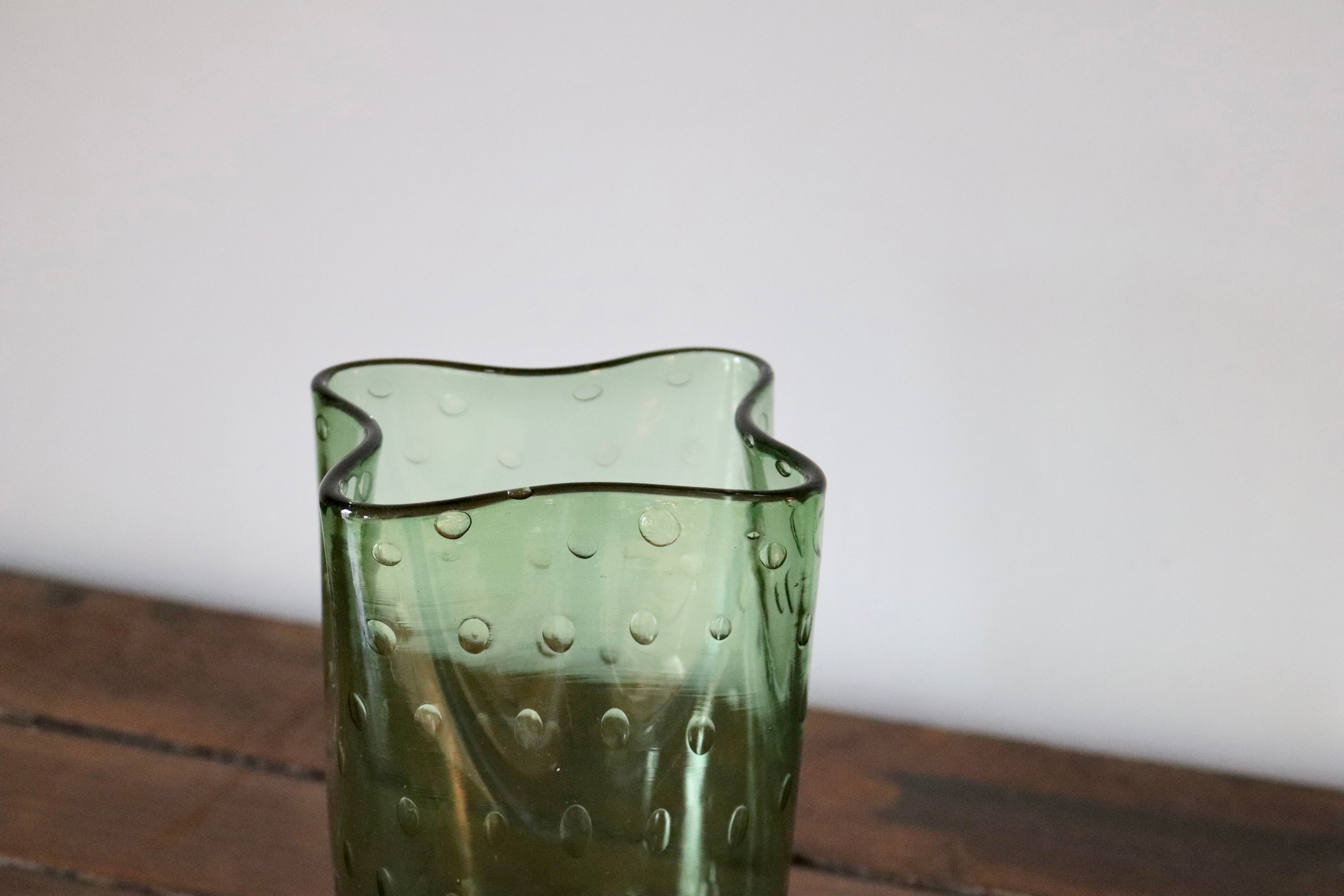 Vintage Green Bubble Vase