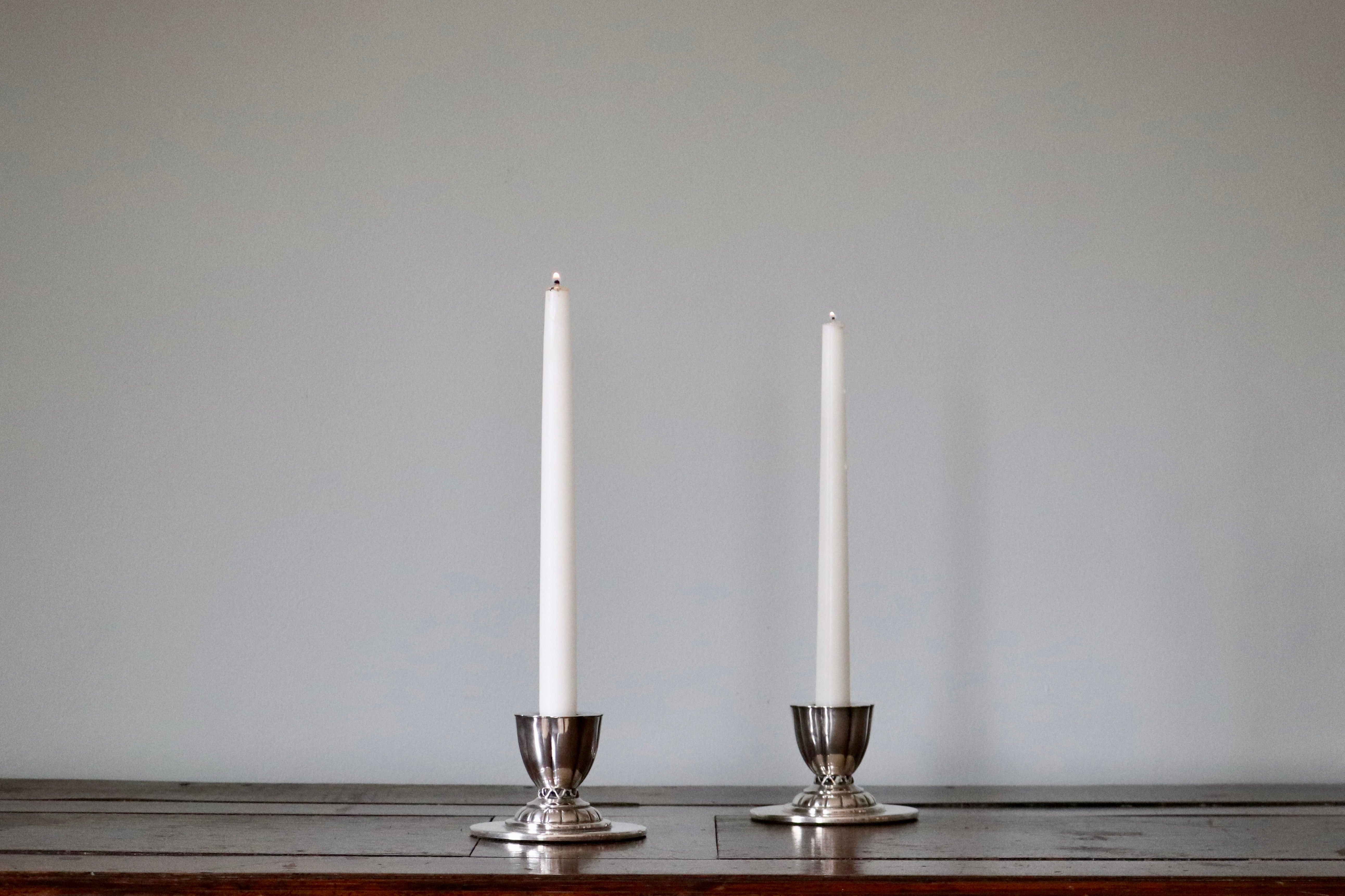 Pair of Small Danish Candlesticks