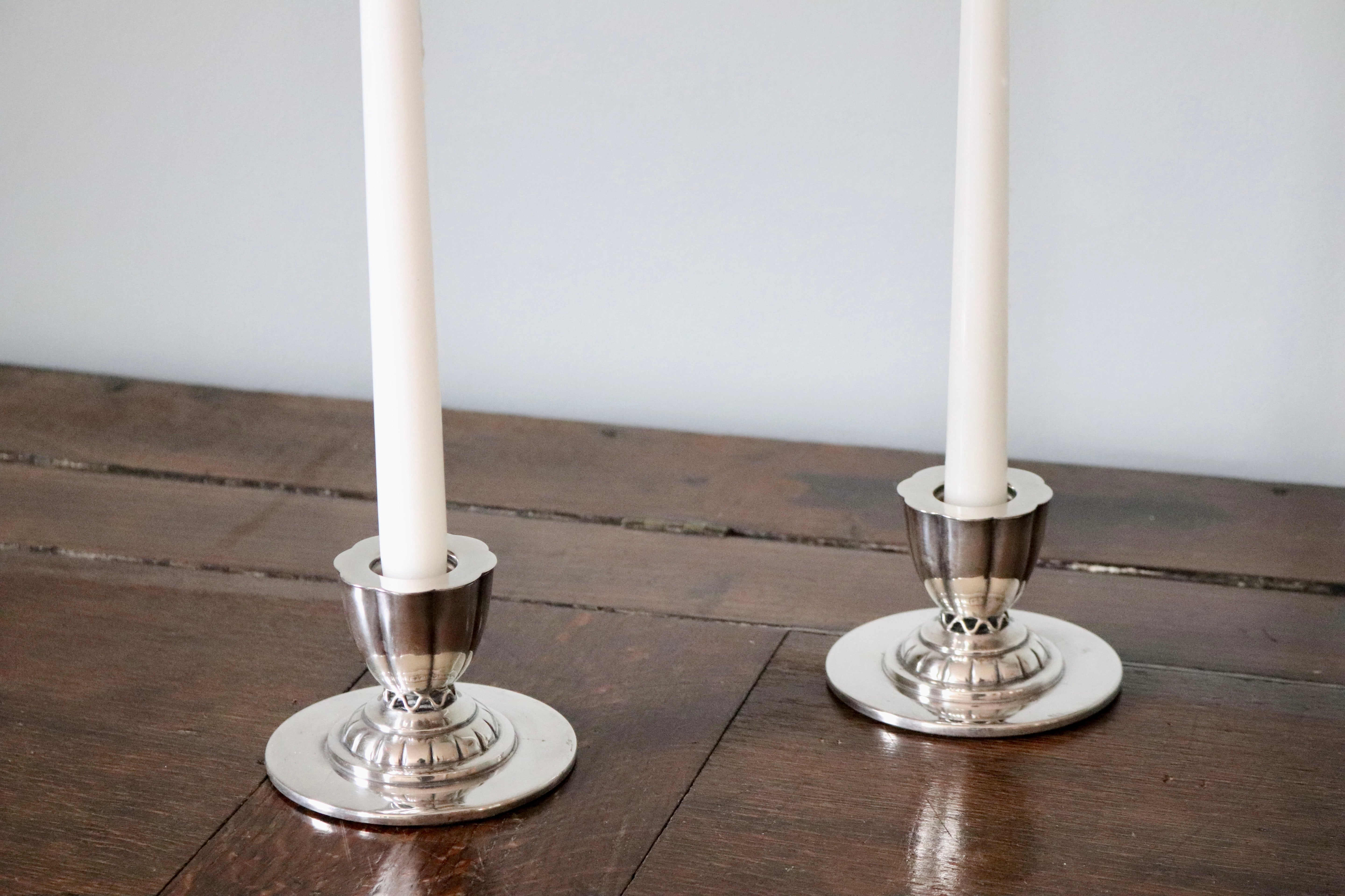 Pair of Small Danish Candlesticks