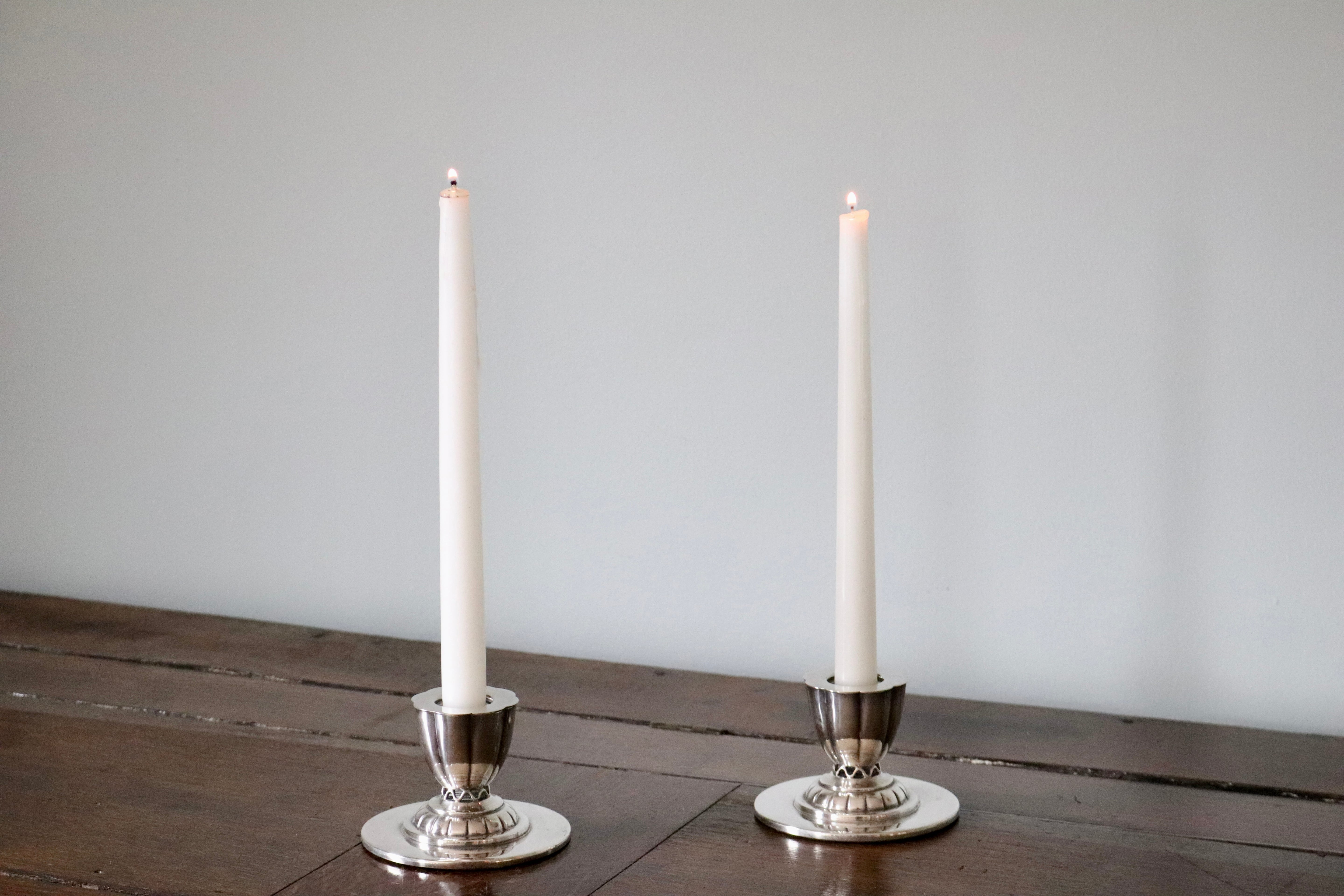 Pair of Small Danish Candlesticks