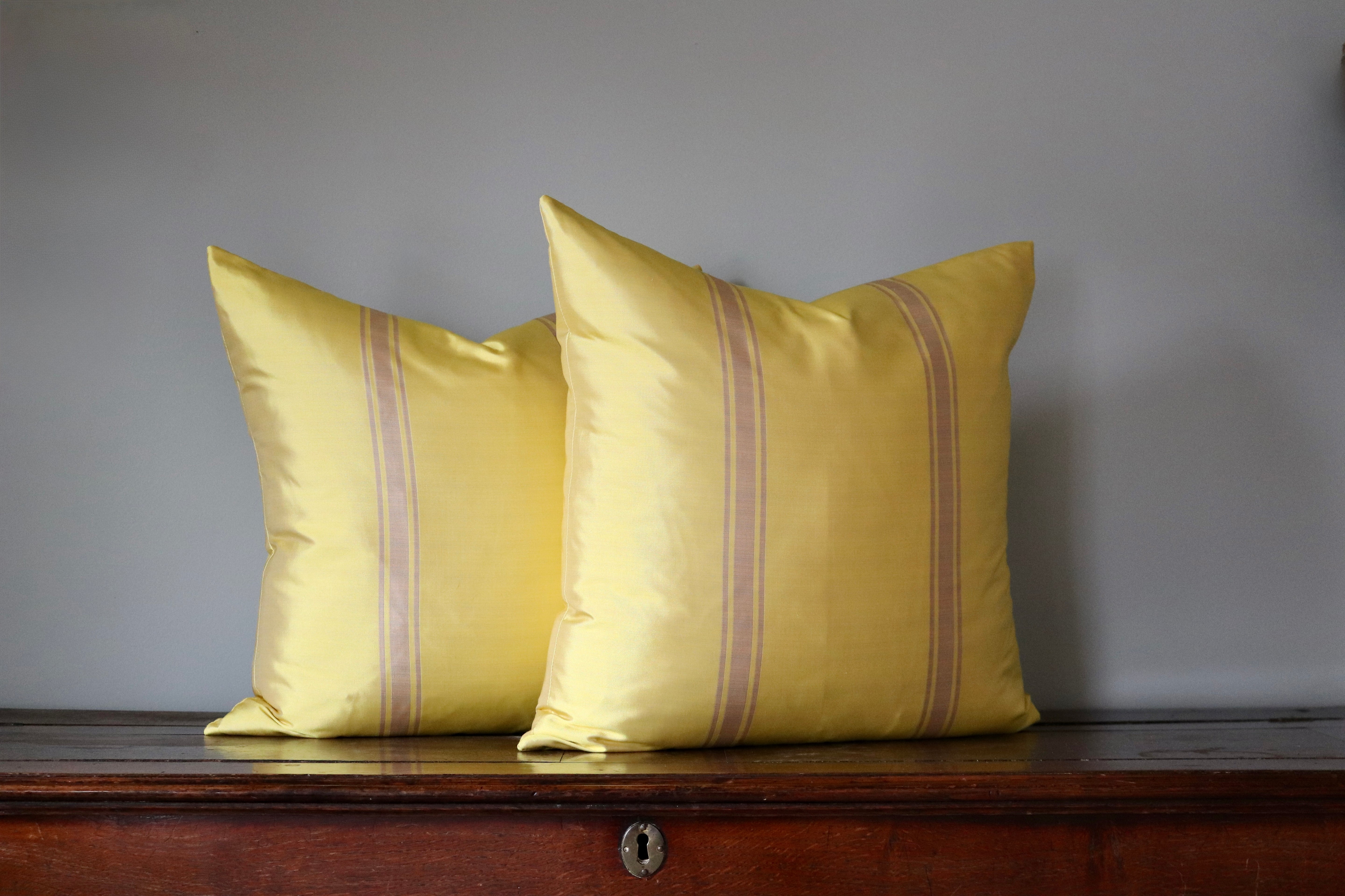Yellow Robert Kime Silk Cotton Pillows