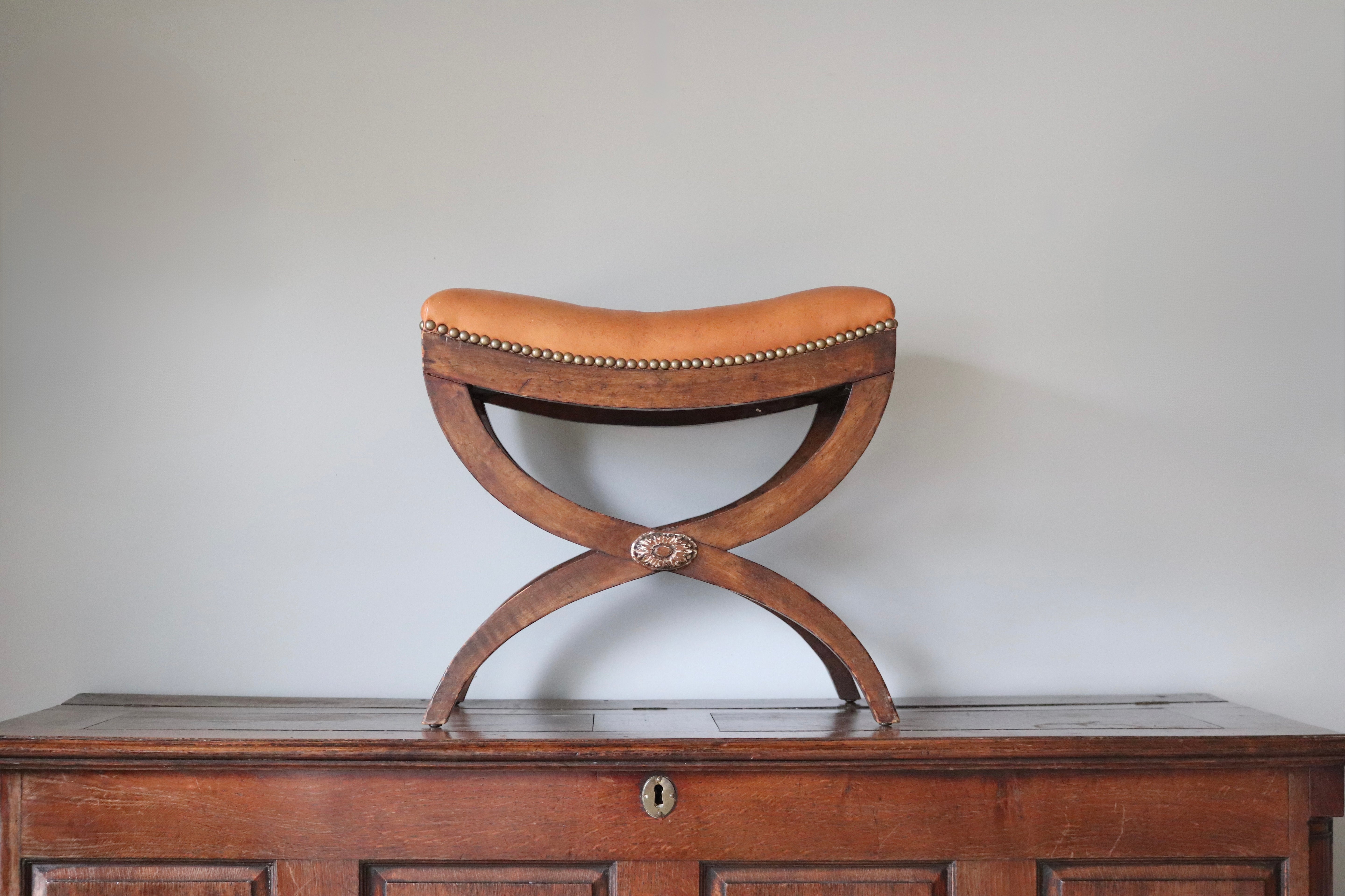 Vintage Leather Nail Trim Stool