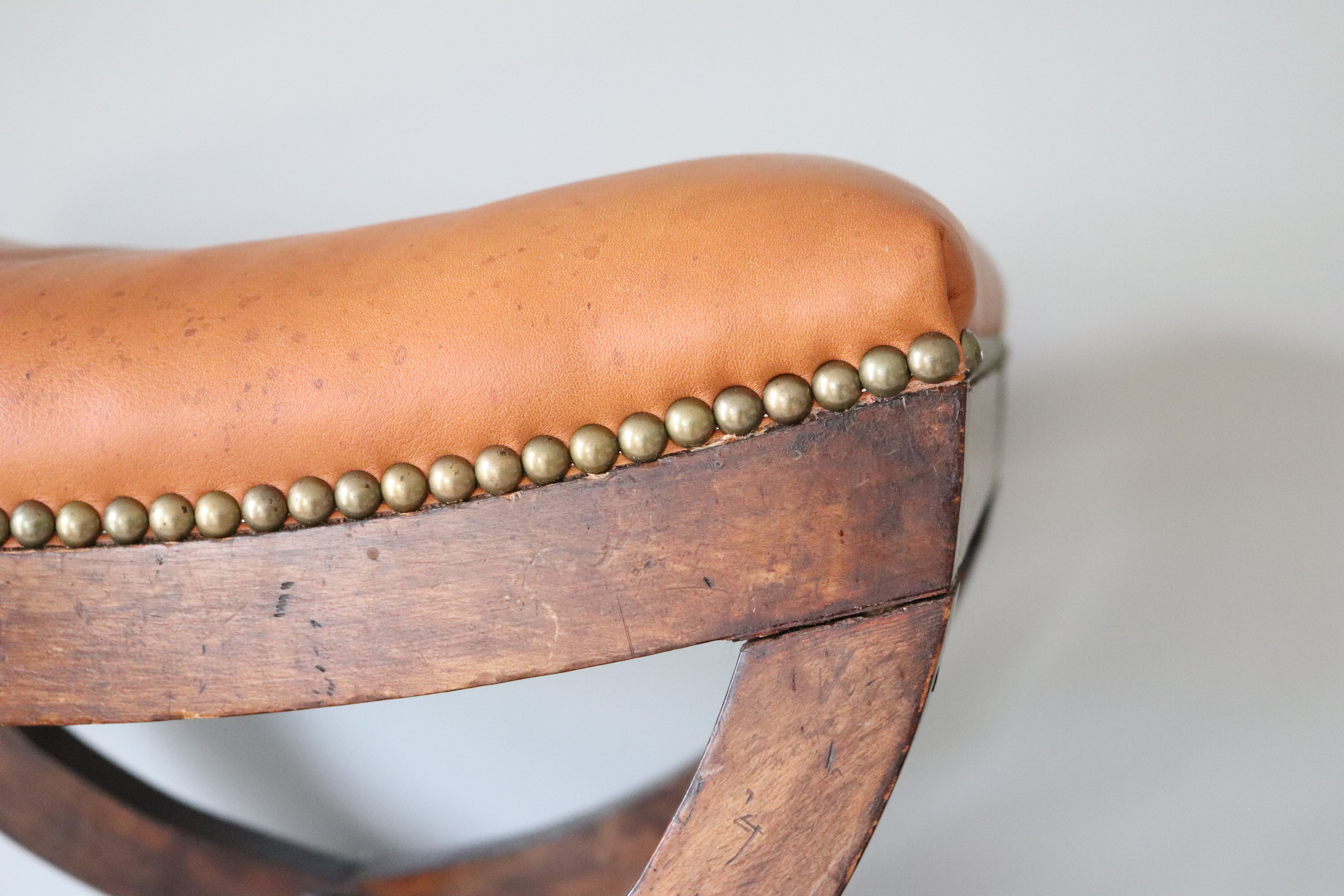 Vintage Leather Nail Trim Stool