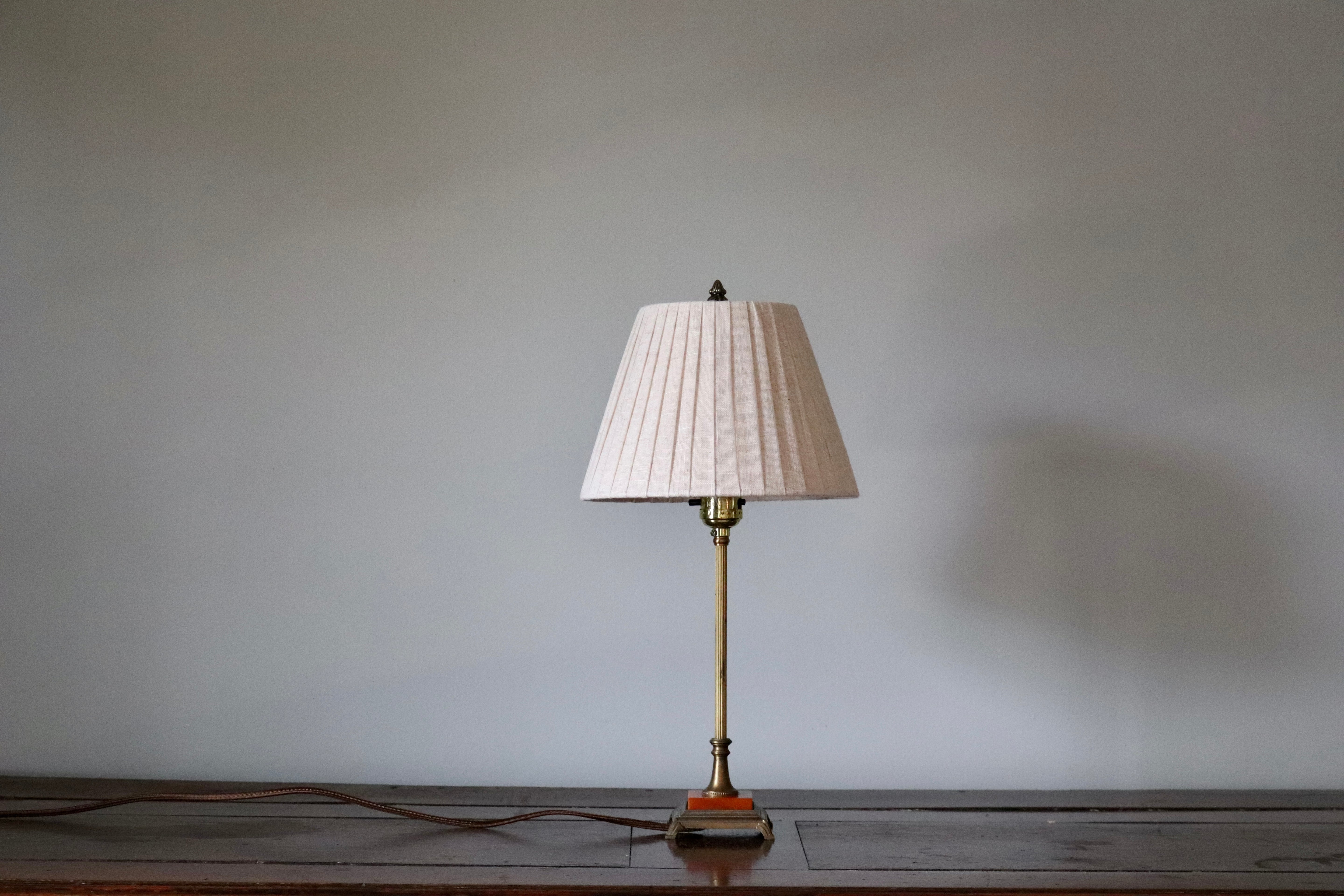 Art Deco Metal & Onyx Lamp
