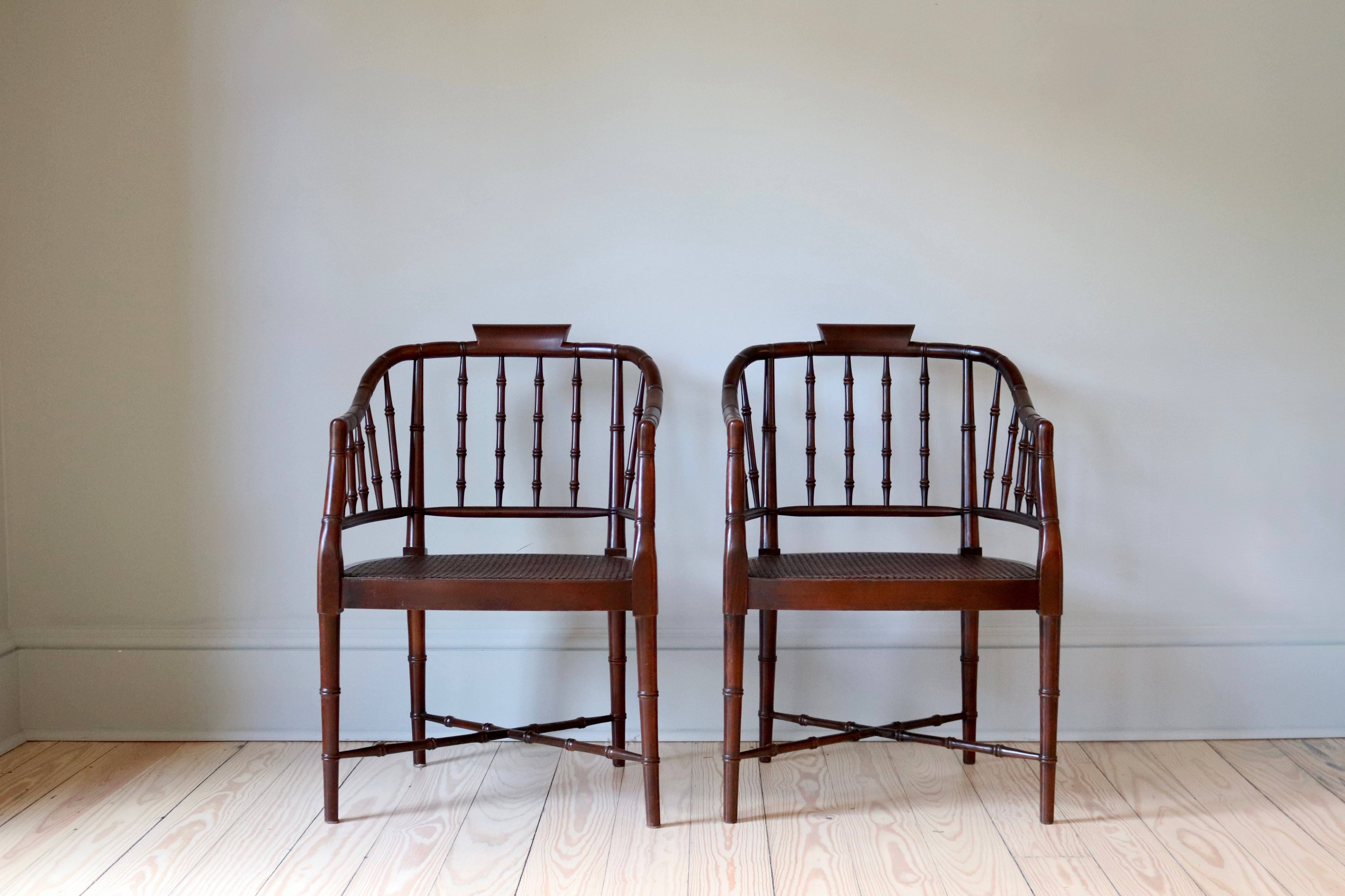 Pair of Cane & Bamboo Chairs