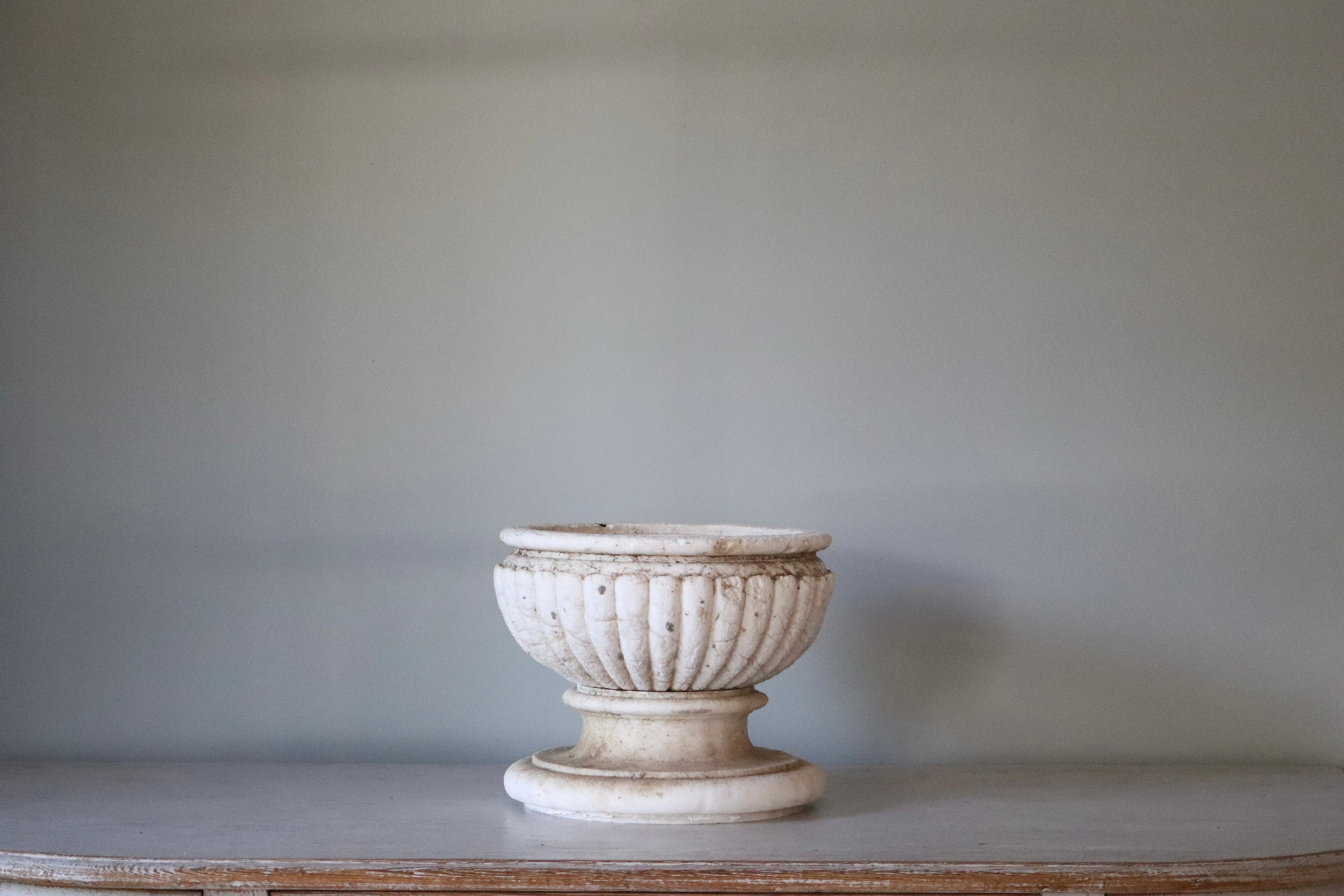 Two Piece Carved Marble Planter 19th c