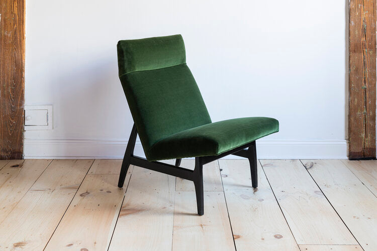 Chair Jens Risom Slipper Chair New Green Velvet