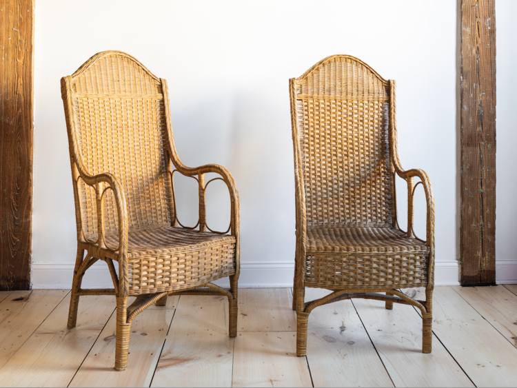 Chairs Rattan Belgian Pair 40s