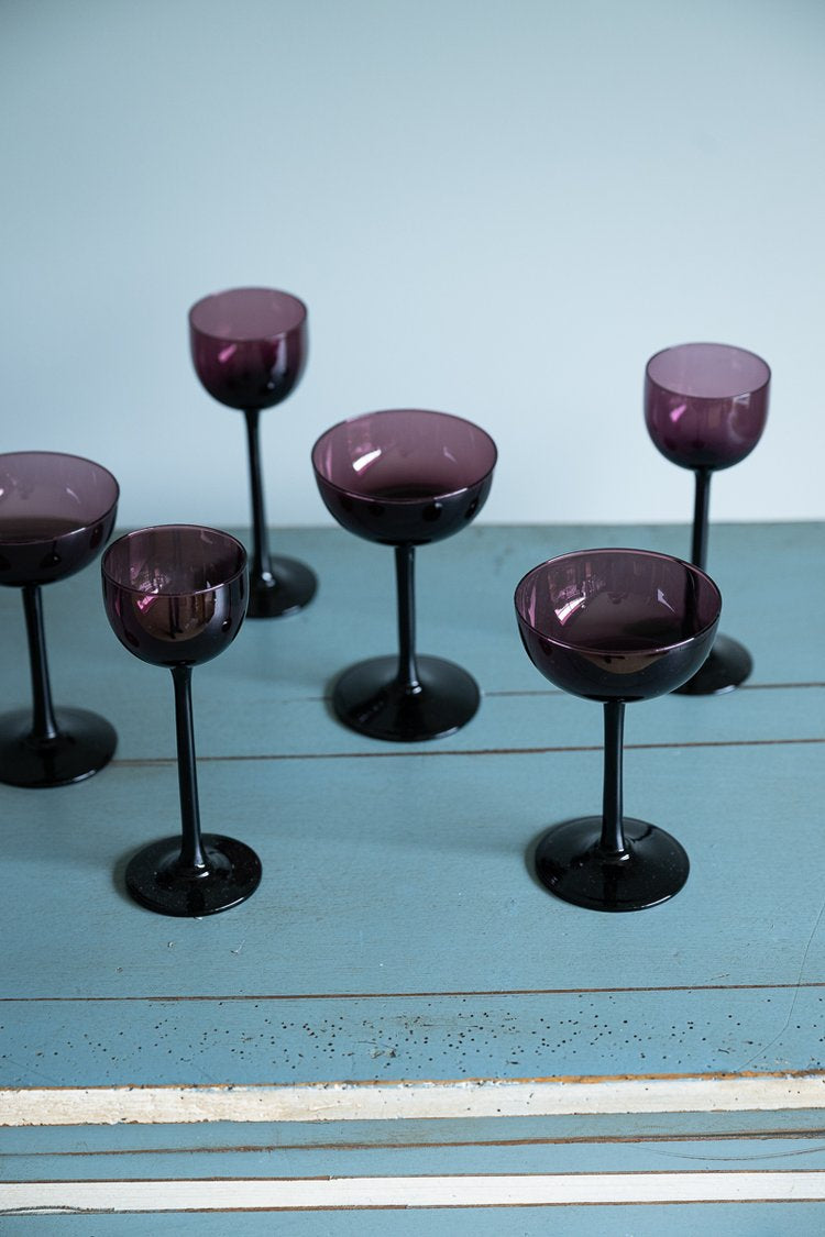 Purple Murano Glasses Coupe  Set of 8