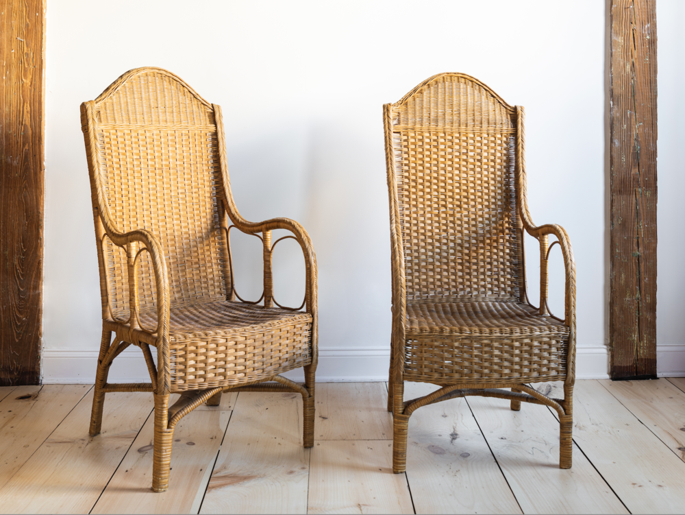 Pair of Belgian Rattan Chairs