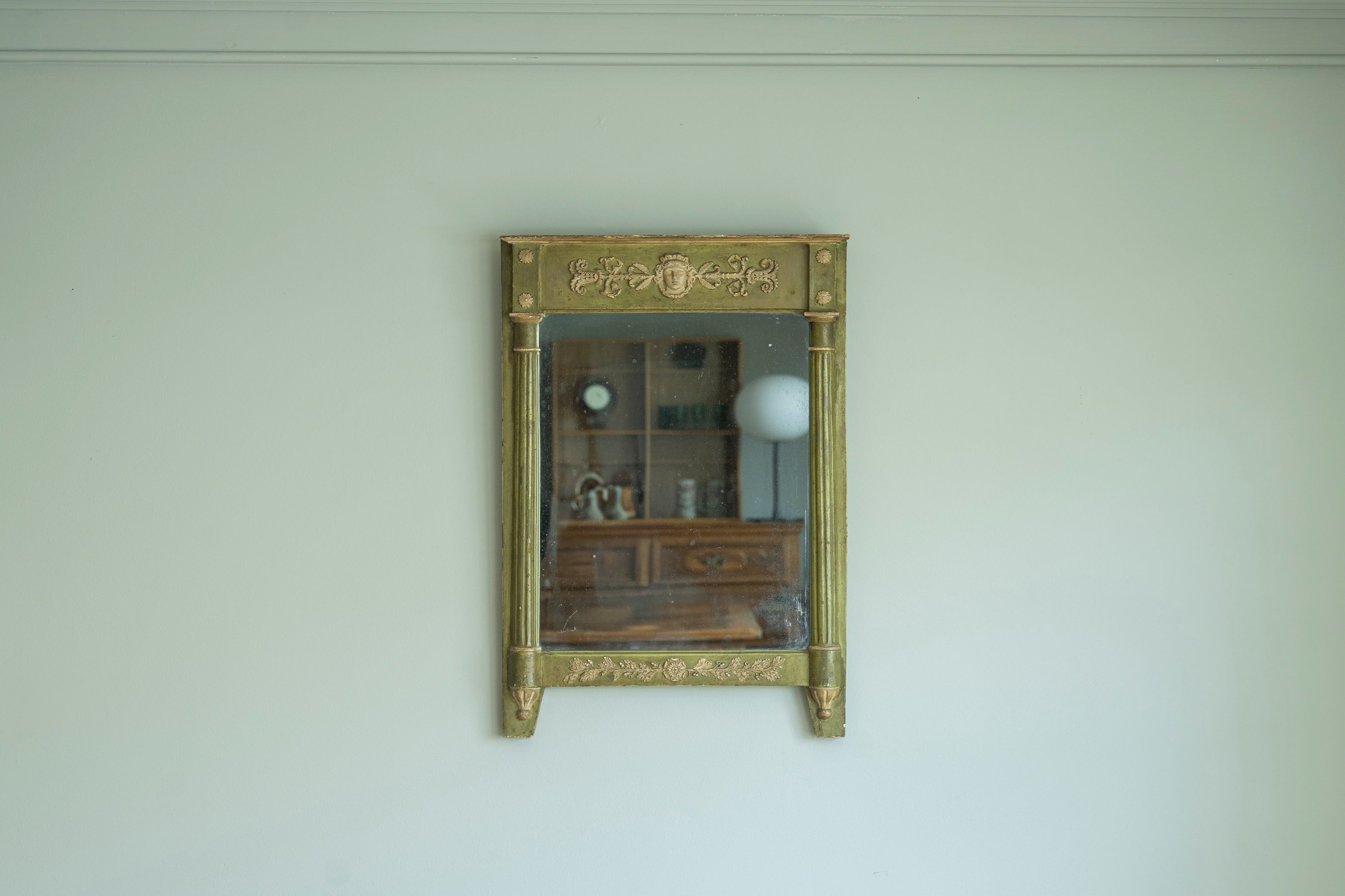 French Green Painted Mirror