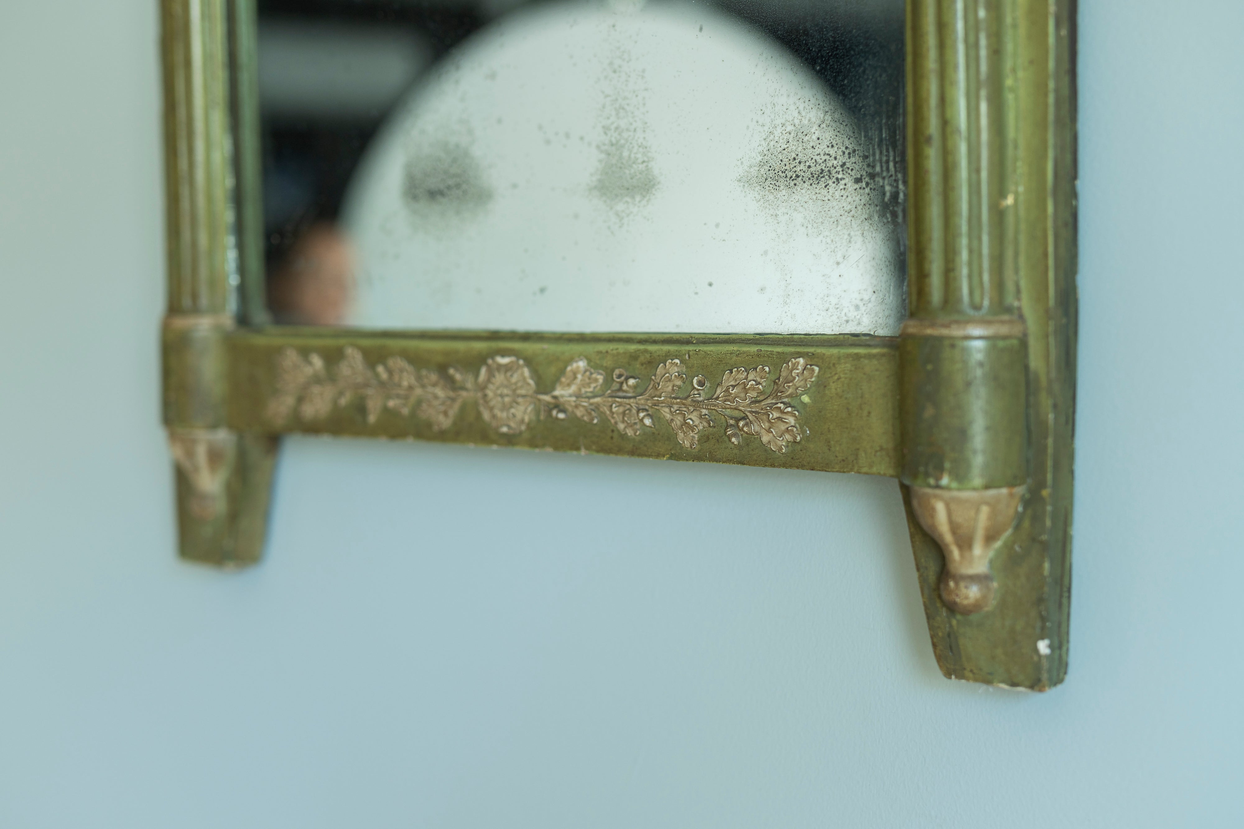 French Green Painted Mirror
