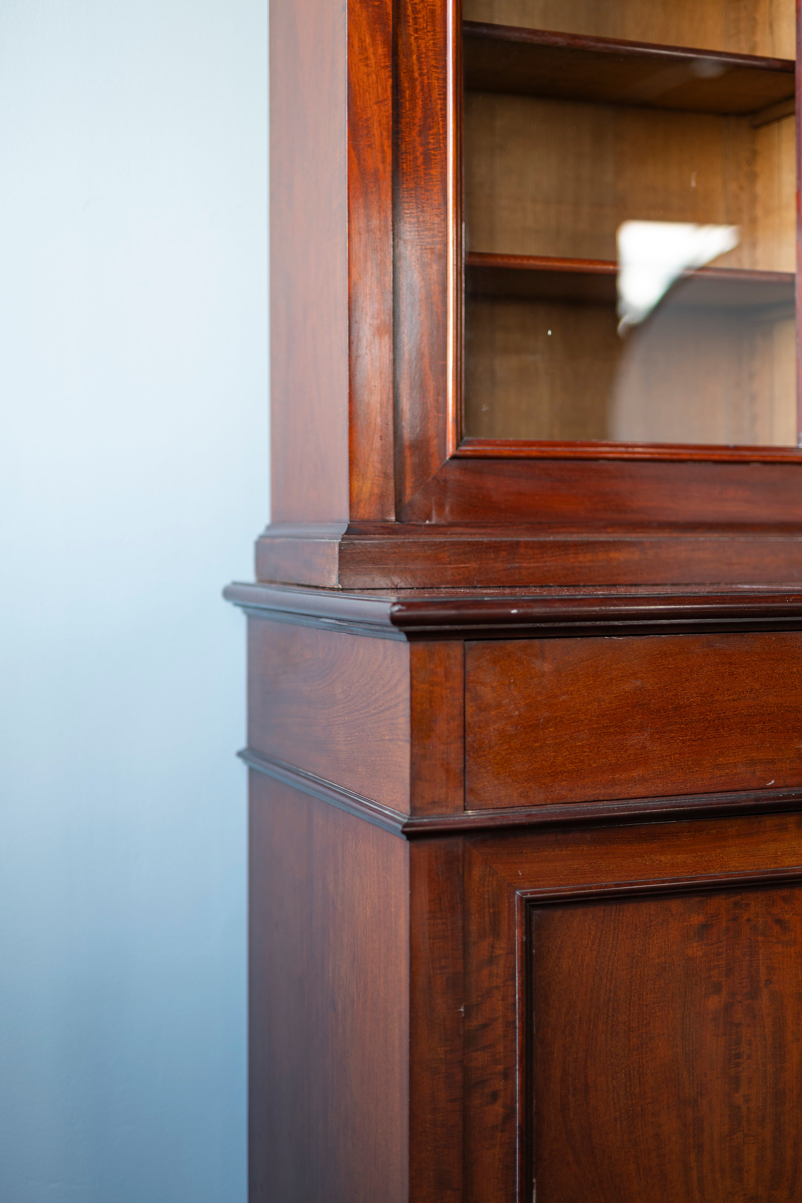 Tall English Glass Front Cabinet