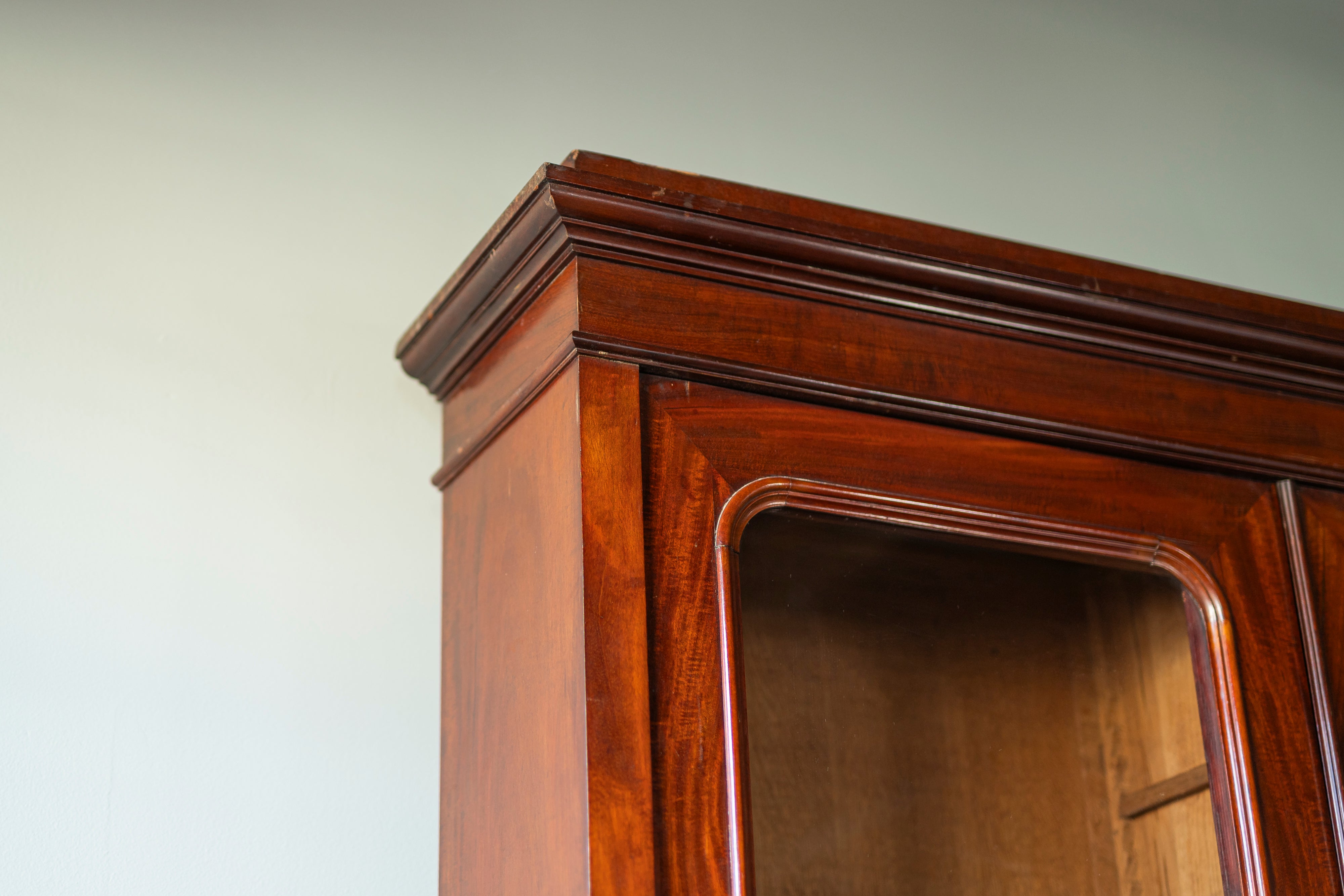 Tall English Glass Front Cabinet