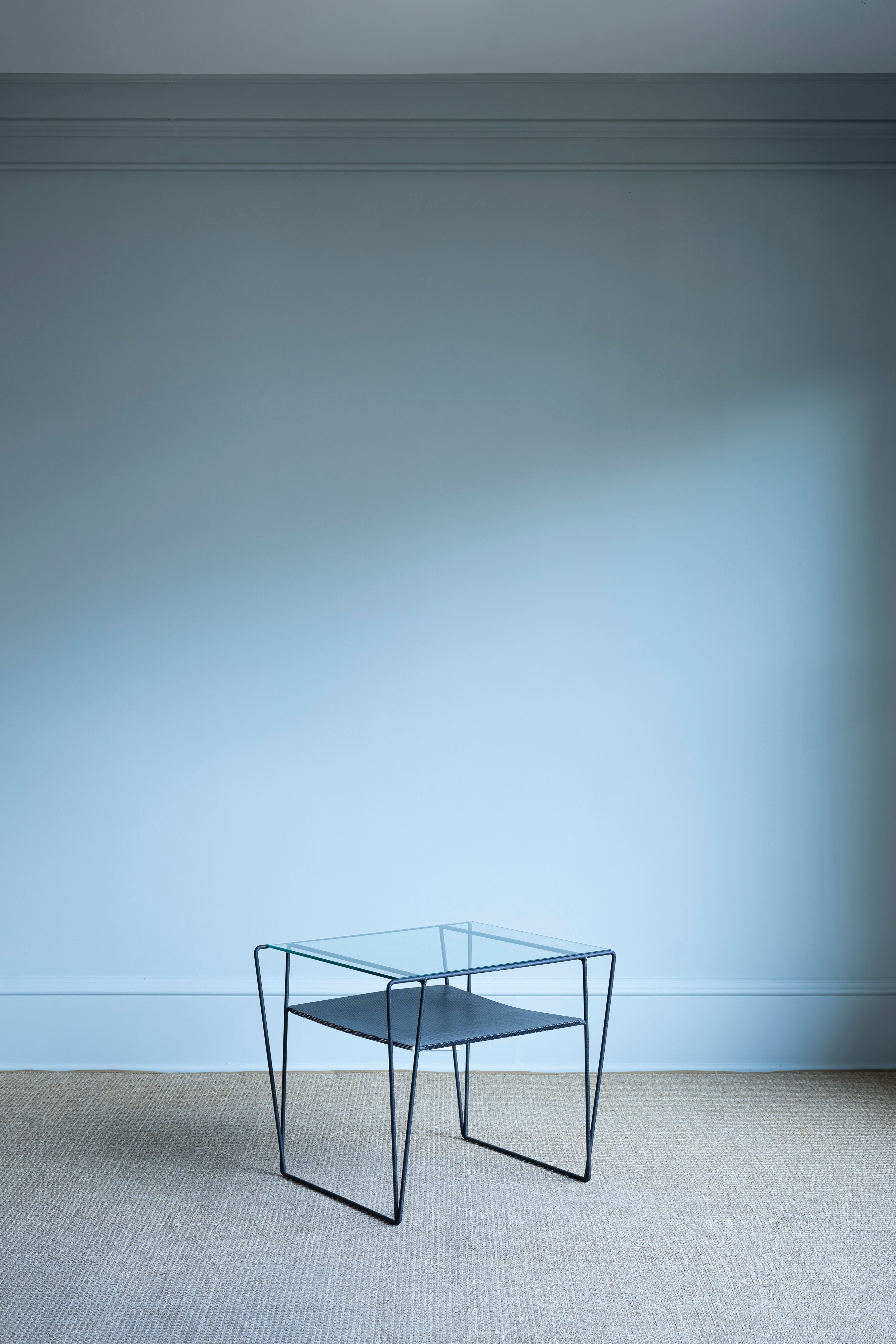 Perforated Metal and Glass Side Table