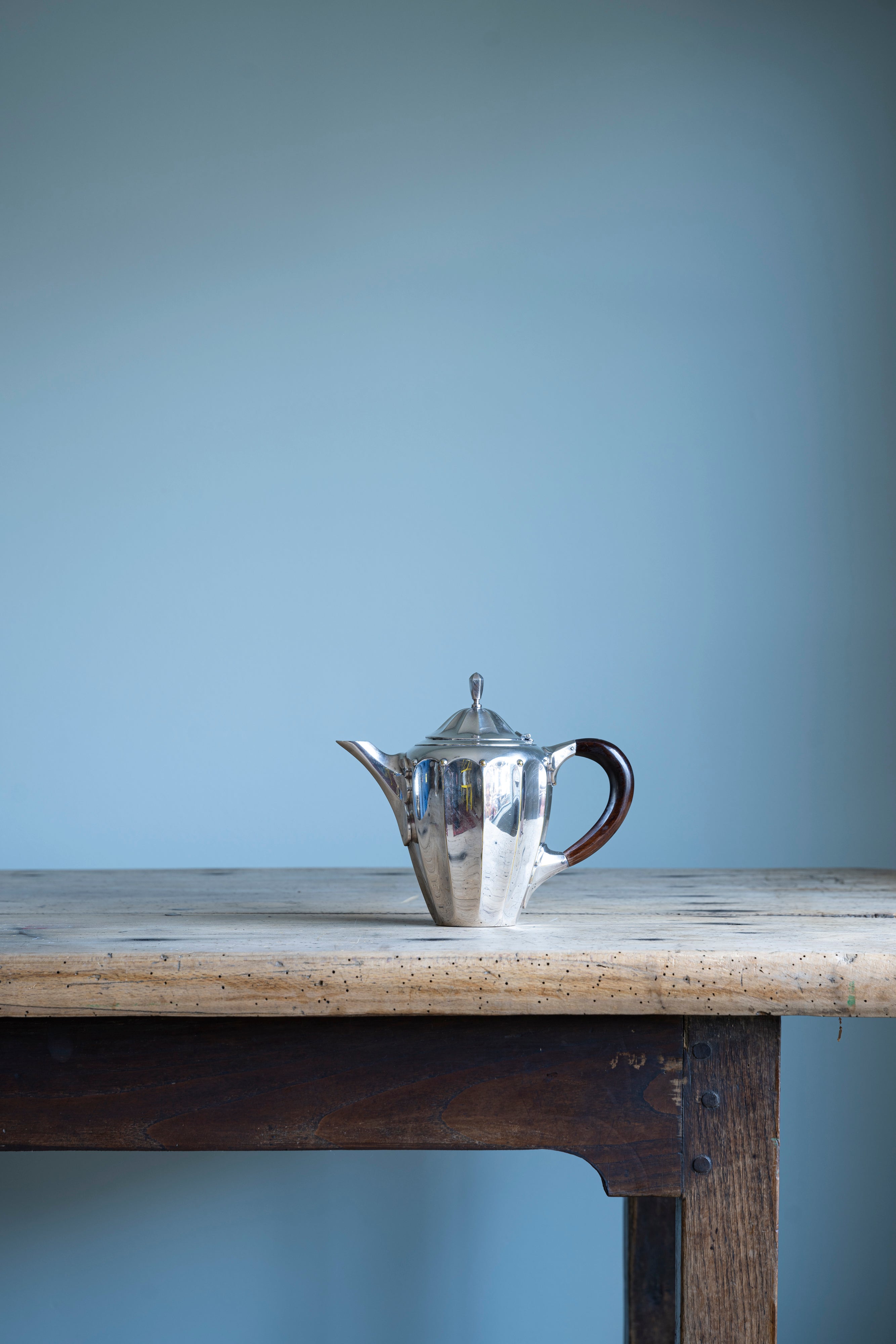 Silverplate Teapot 3 (black handle, larger)