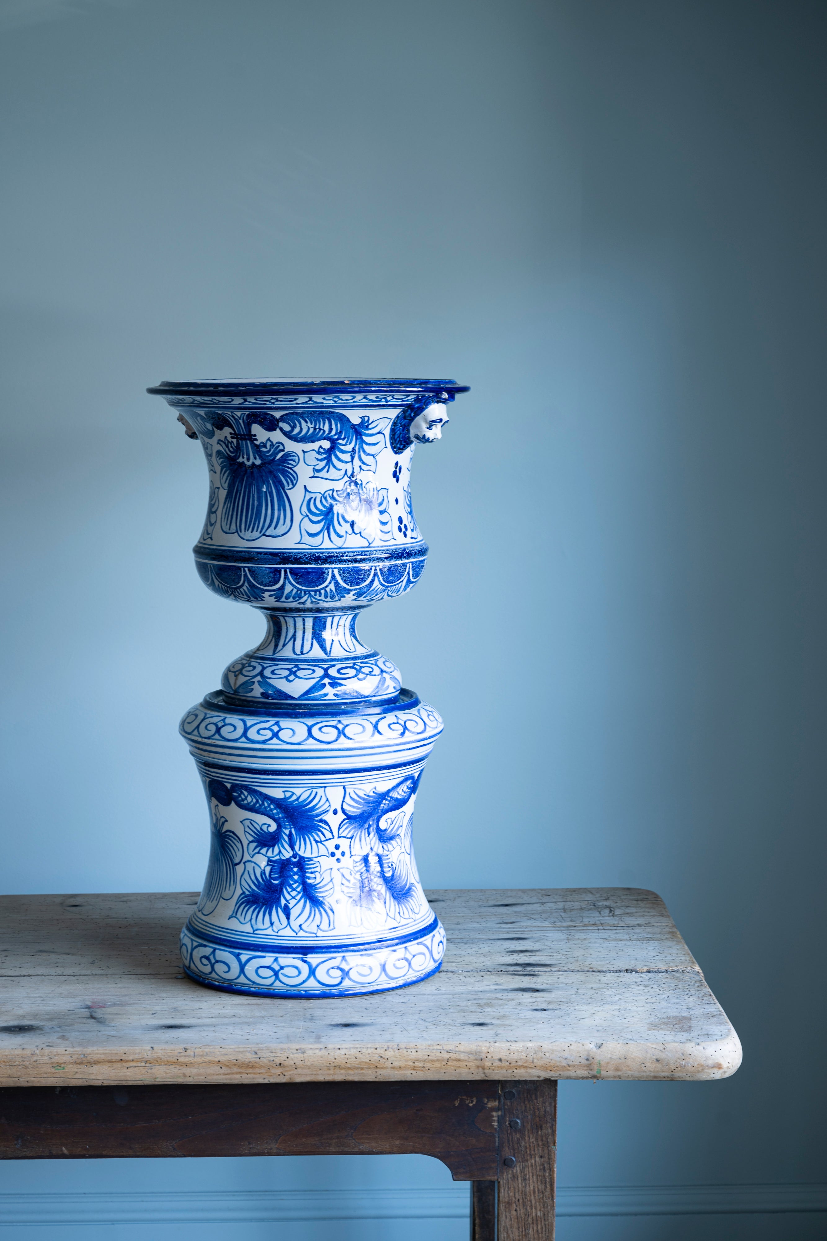 Vintage Blue and White Urn