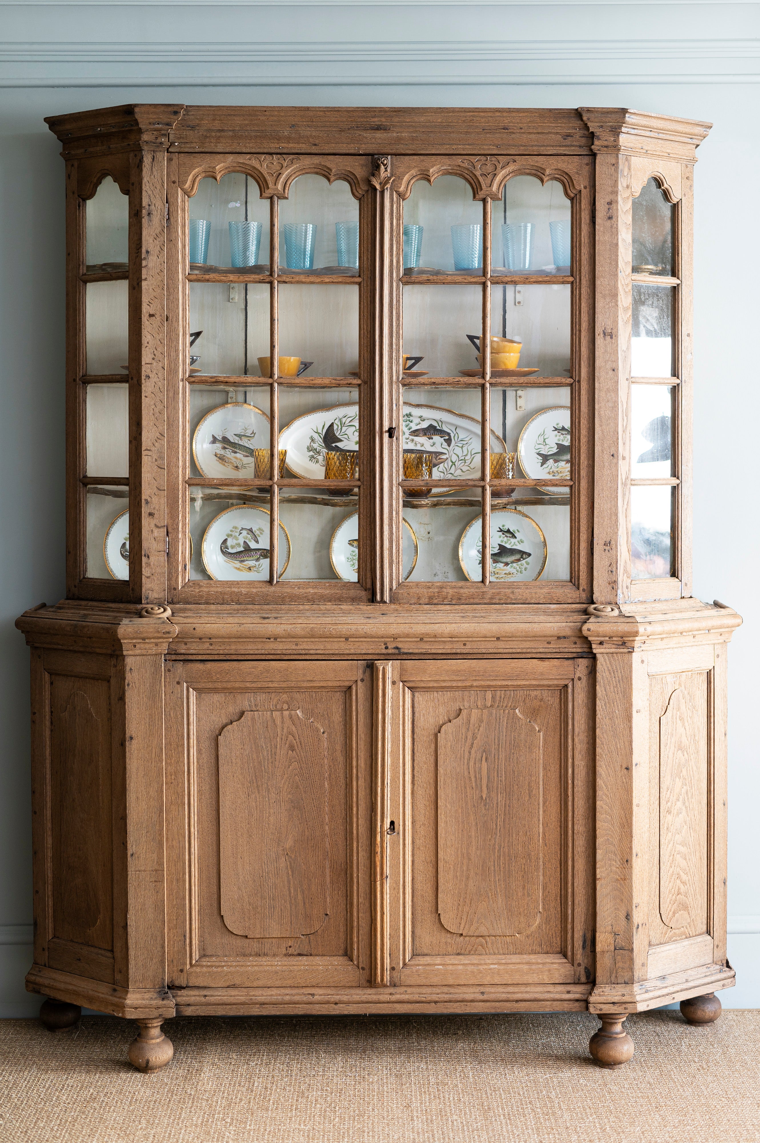 Dutch Oak and Glass Cabinet