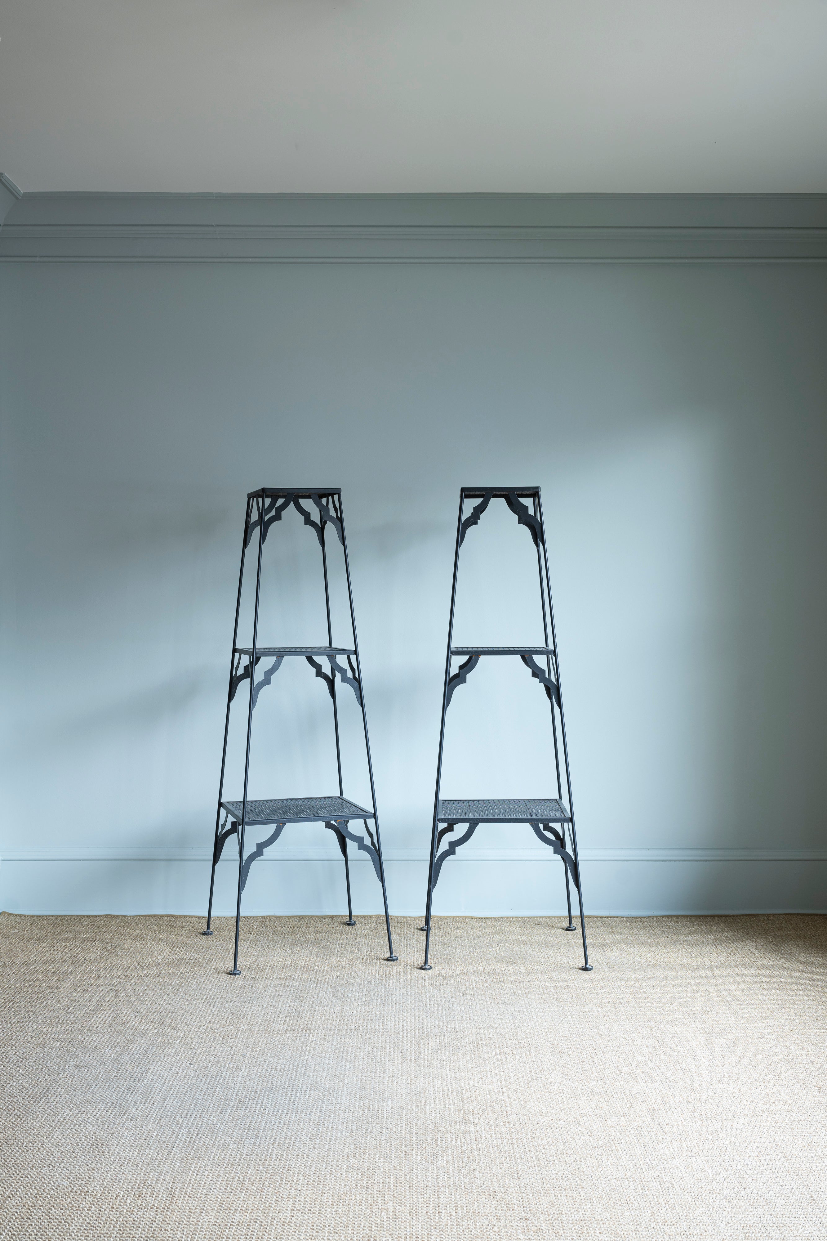 Pair of Perforated Metal Plant Stands