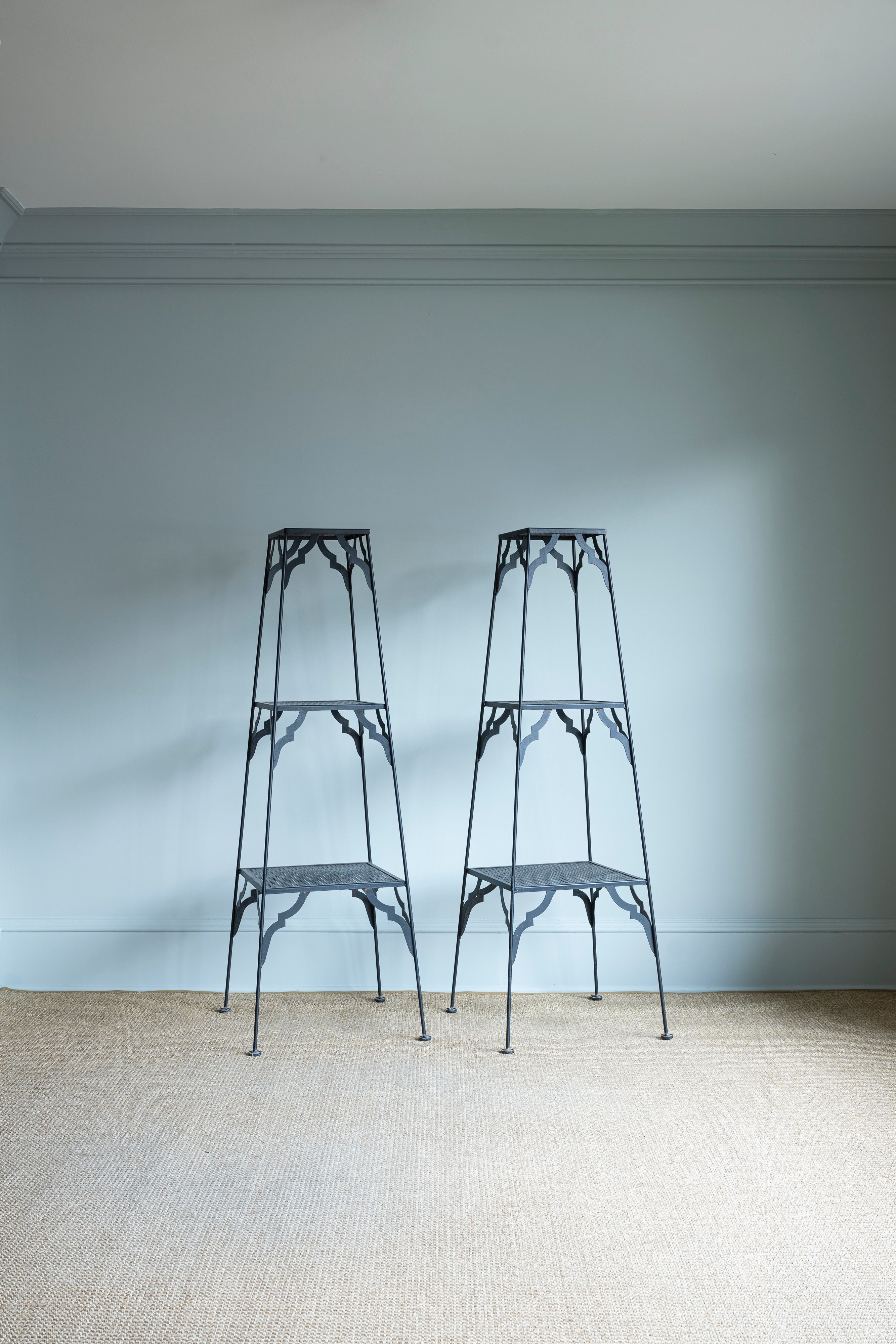 Pair of Perforated Metal Plant Stands